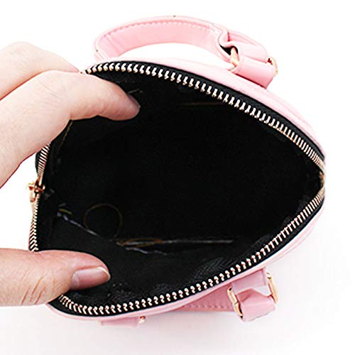 Cute Mini Dome Satchel Purse for Girls - Pink Coin Purse with Chain, Crossbody Tote Handbag for Teens | Perfect for School, Shopping & Daily Use (Style 0738)