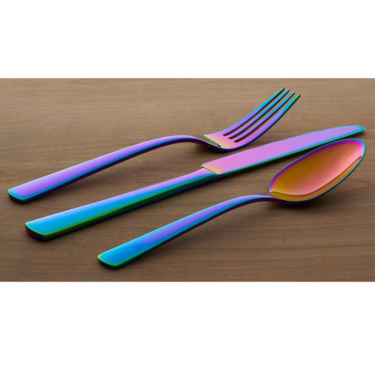 Aptitude 23-Piece Iridescent Mirror Flatware Set - Elegant Stainless Steel Cutlery for Dining, Parties, and Special Occasions