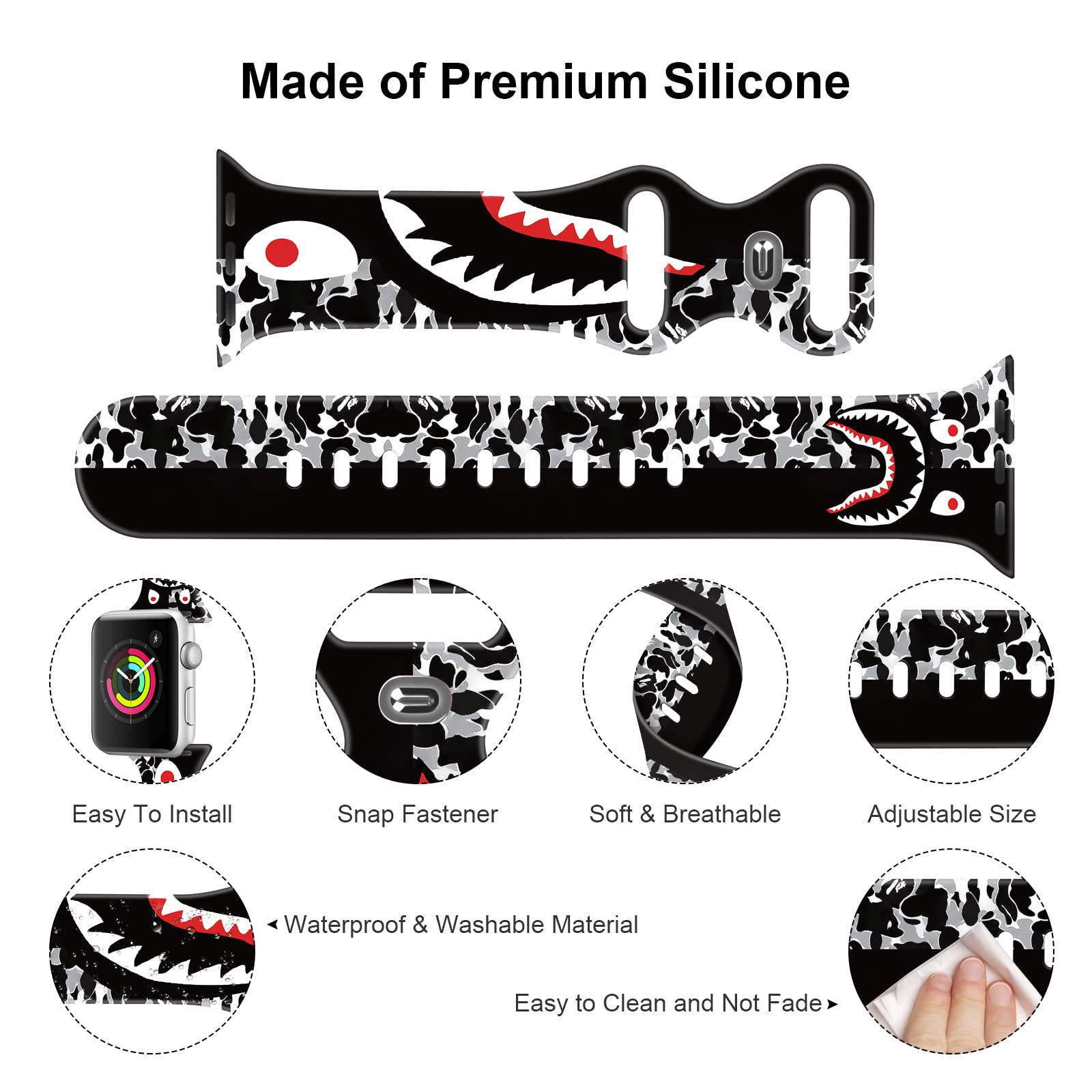 Soft Silicone Apple Watch Bands for Series SE/6/5/4/3/2/1 - 38mm 40mm 42mm 44mm Sport Replacement Strap for Men & Women - Perfect for Workouts, Running & Everyday Wear