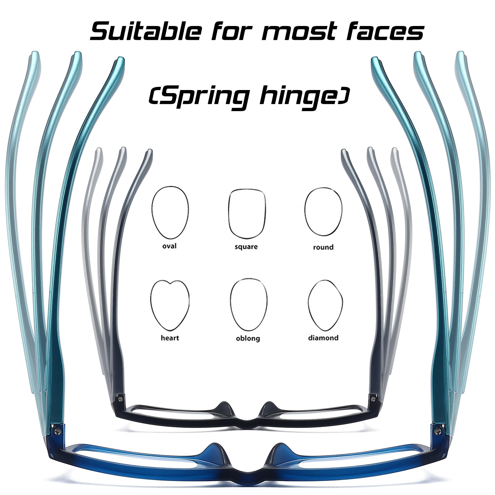 Blue Light Blocking Reading Glasses for Men & Women - Rectangular Computer Glasses with Spring Hinge - Reduce Eye Strain for Office Work, Gaming & Screen Time