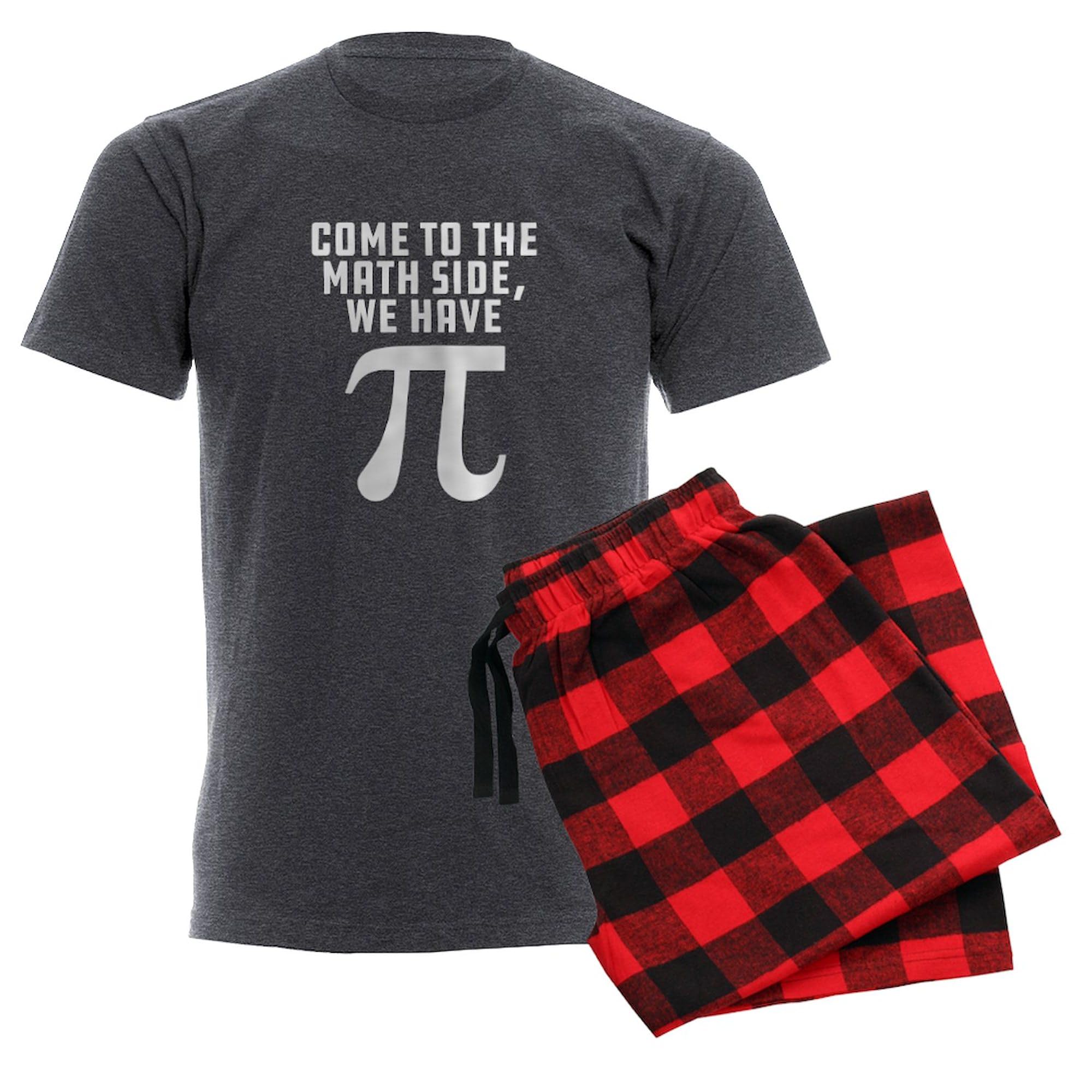 Come To The Math Side We Have Pi - Men's Charcoal Graphic Pajama Set | Funny Math-Themed Sleepwear for Geeks & Nerds | Perfect for Christmas Gifts, Birthday Presents & Lounge Wear