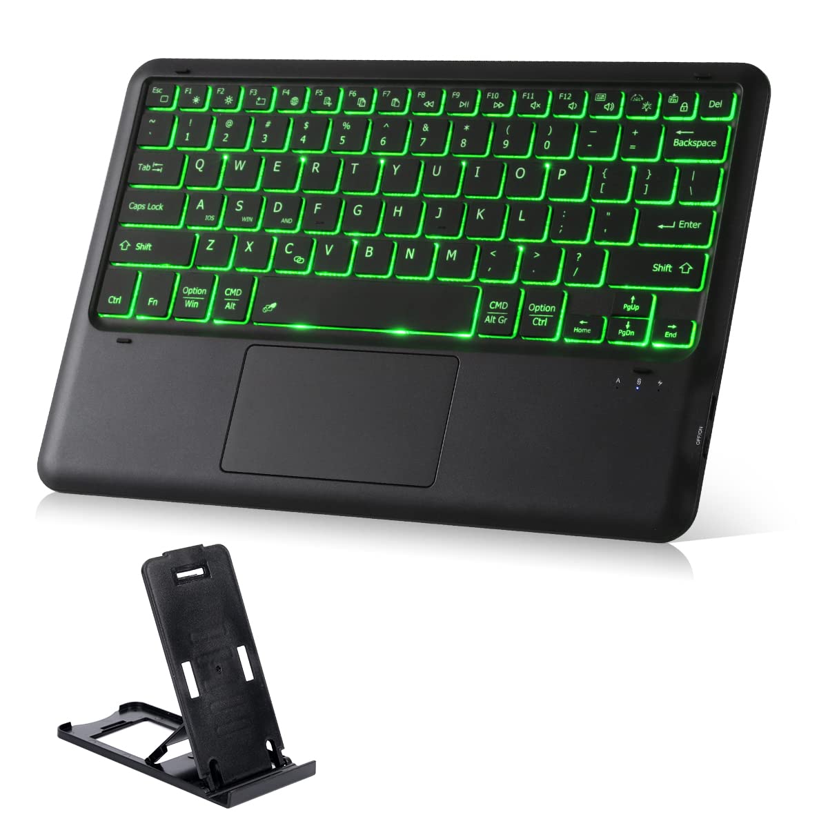 Ultra Slim Portable Wireless Bluetooth Keyboard with Multi-Touch Touchpad | 11-Color Backlit Rechargeable for iPad Pro/Air/Mini, Samsung Galaxy, Android & Windows | Perfect for Office Work, Travel & Home Use