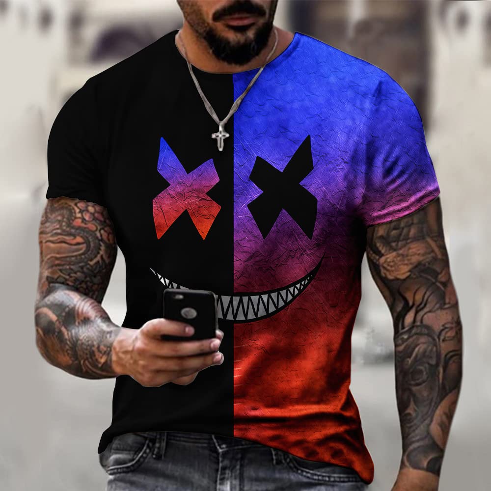 Men's Muscle Fit Short Sleeve Printed Graphic Sweatshirt - Gym Workout Shirt, Casual Streetwear Tee for Fitness & Everyday Wear