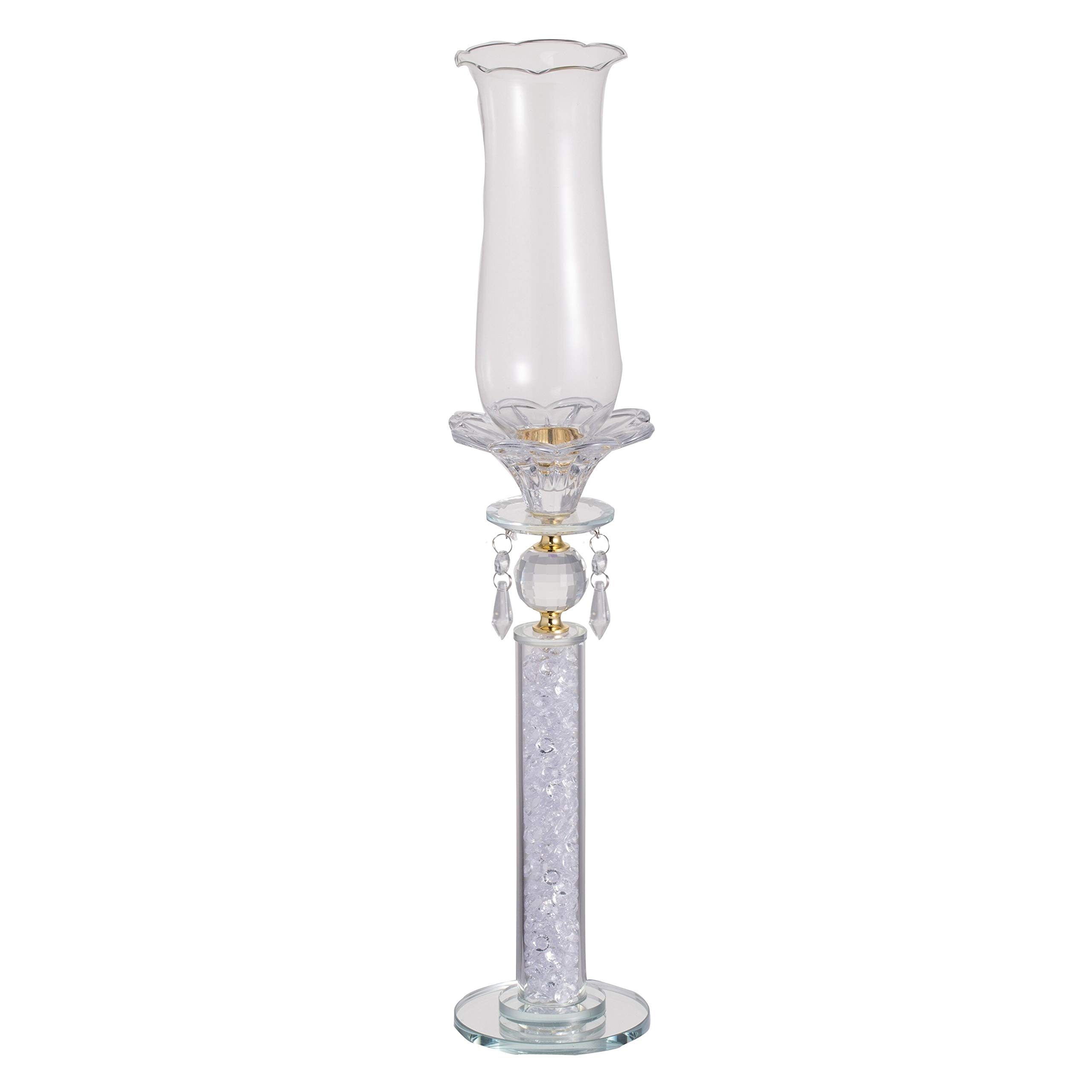21-inch Clear Glass Cathedral Candle Holder - Elegant Church Wedding Centerpiece for Home Decor & Religious Ceremonies