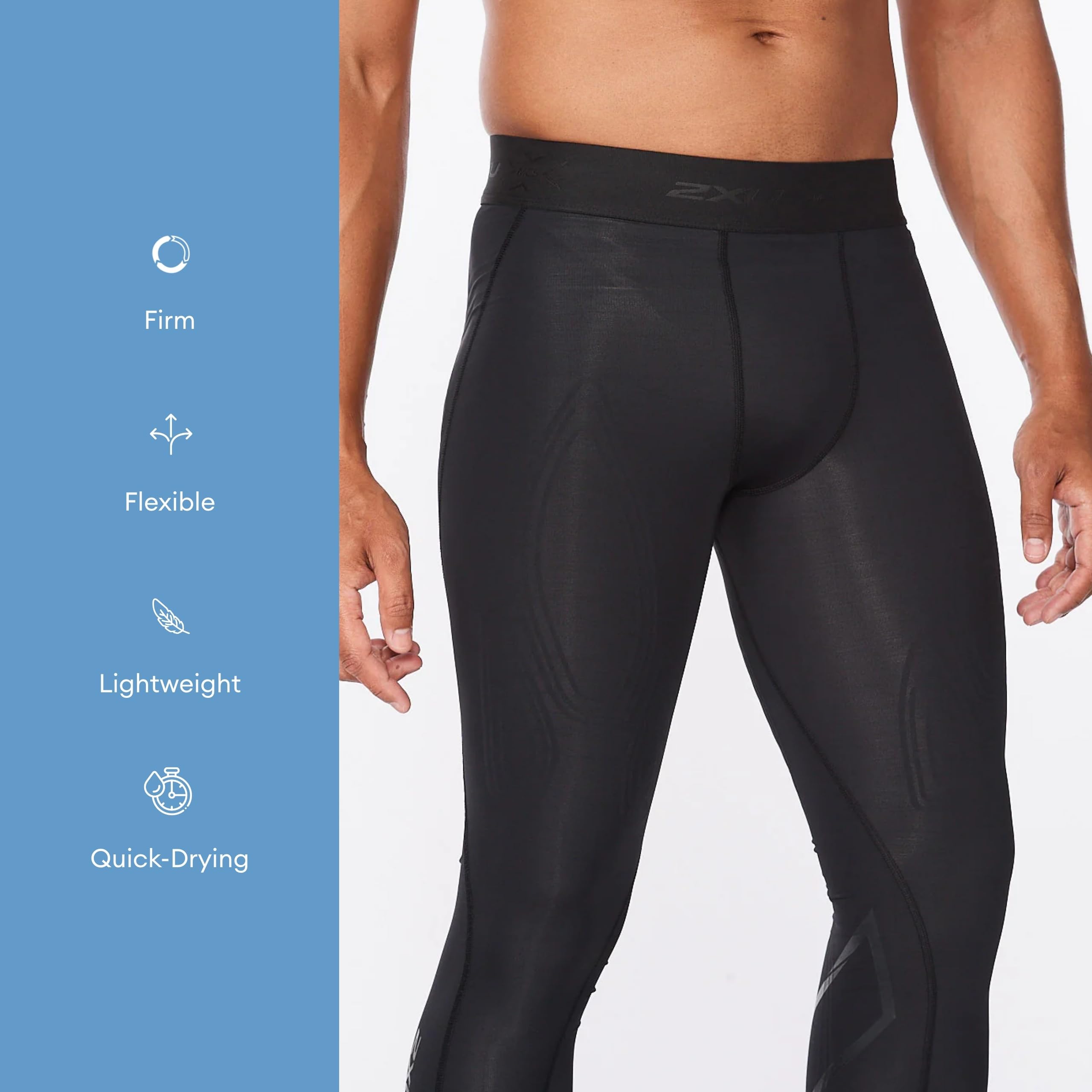 2XU Men's Force Compression Tights - High Performance Workout Leggings for Running, Cycling & Gym Training - Reduce Muscle Fatigue & Improve Recovery