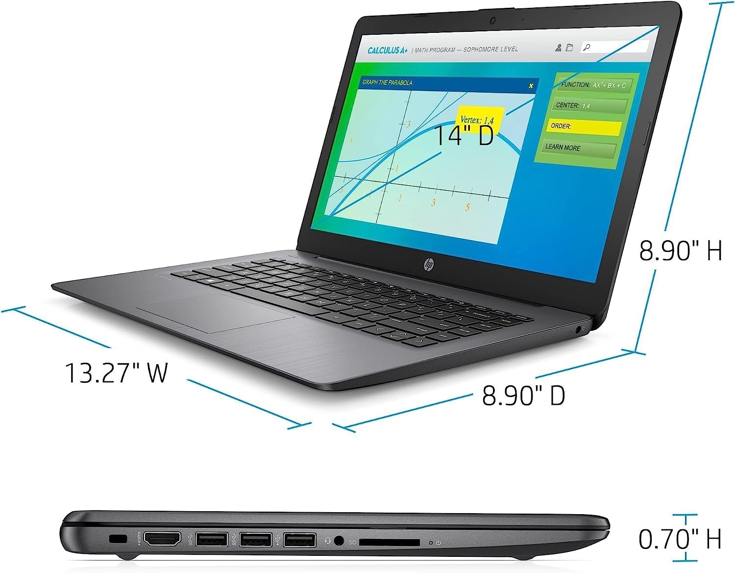 Renewed HP 14 Stream Laptop - 14-inch HD Display, Intel Celeron N4020, 4GB DDR4 RAM, 64GB eMMC, Intel UHD Graphics, WiFi, Bluetooth, Windows 11 Home in S Mode | Perfect for Students, Remote Work & Everyday Computing - Brilliant Black (Model 14-cb119ds)