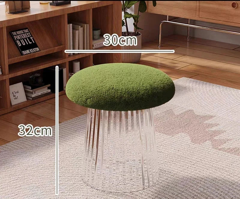 Nordic Mushroom Acrylic Stool - Modern Mushroom-Shaped Side Table for Living Room, Bedroom, or Kids Room - Durable Acrylic Furniture for Home Decor