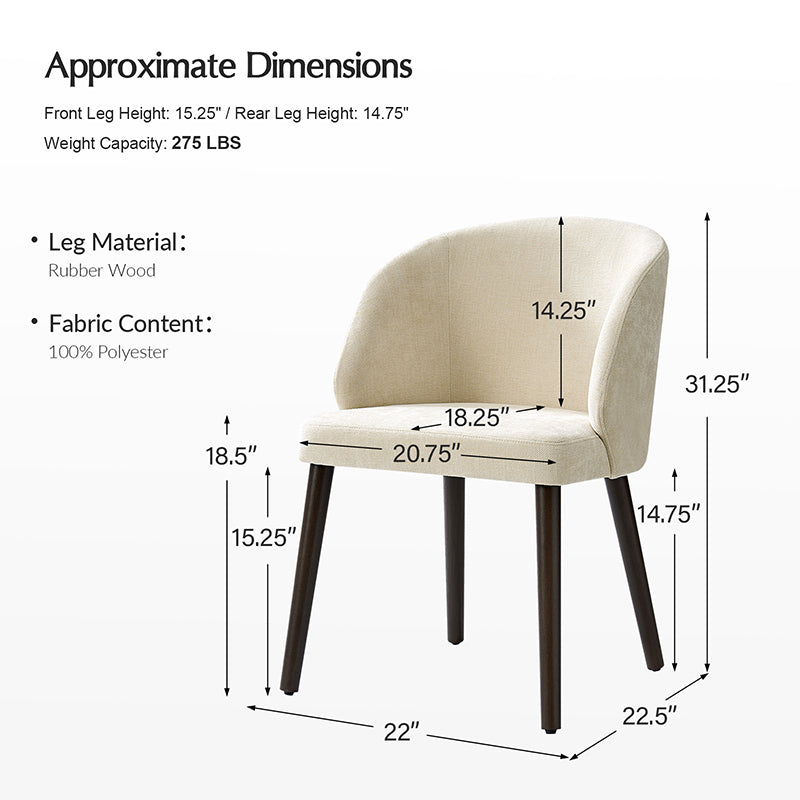 Anndi Dining Chair Set of 2/4/6 - Ergonomic Comfort, Solid Wood Legs, Modern Kitchen & Dining Room Furniture for Home & Restaurant Use