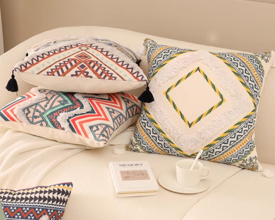 Modern Geometric Pillow Covers - 18x18 Inch Square Decorative Throw Pillows for Couch & Sofa - Boho Chic Living Room Accent Pillows - Perfect for Home Decor, Lounge, and Bedroom Styling