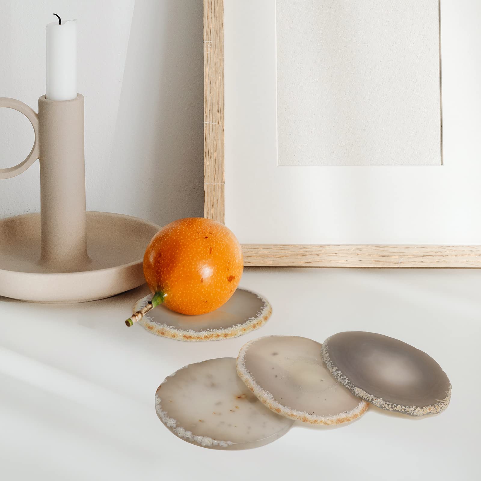 Natural Agate Coasters Set of 4 - 3.5-4