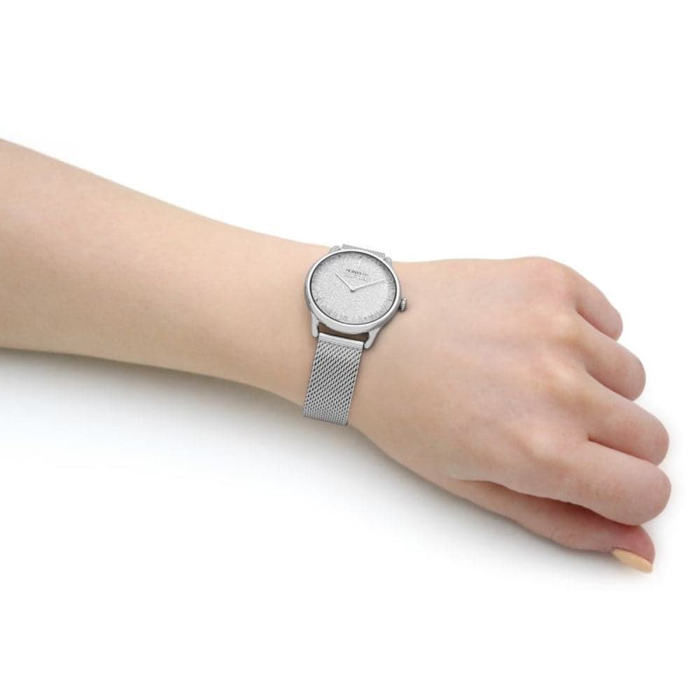 August Berg X Morris & Co. Silver Milanese Mesh Strap Unisex Watch M1WB0530E20MSL - Elegant Timepiece for Business, Casual & Special Occasions