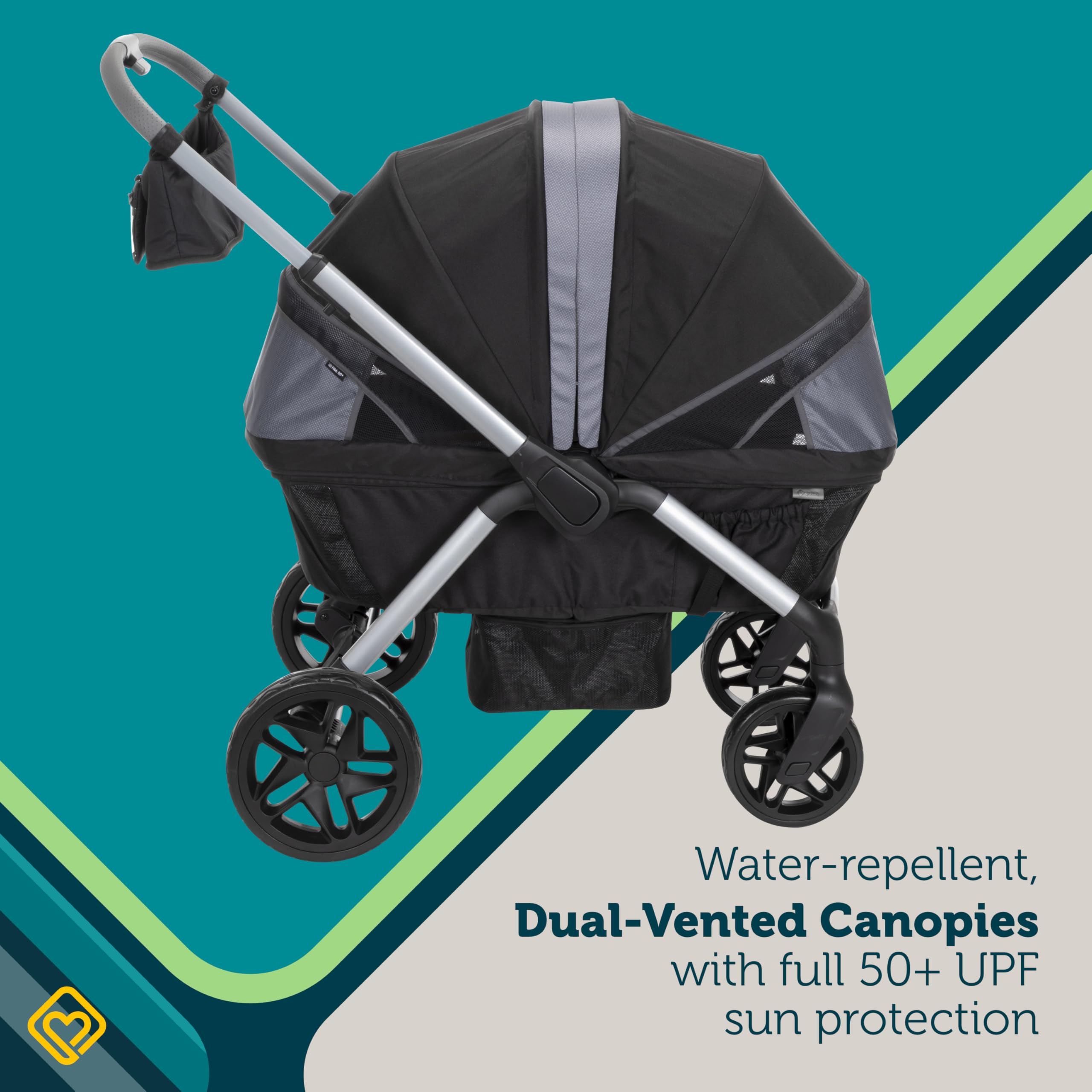 Safety 1st Summit Wagon Stroller for 2 Kids - Double Baby Stroller Wagon with Removable Child Tray, 2 Cup Holders & Wave Runner Wheels | Perfect for Park Outings, Beach Trips & Family Adventures