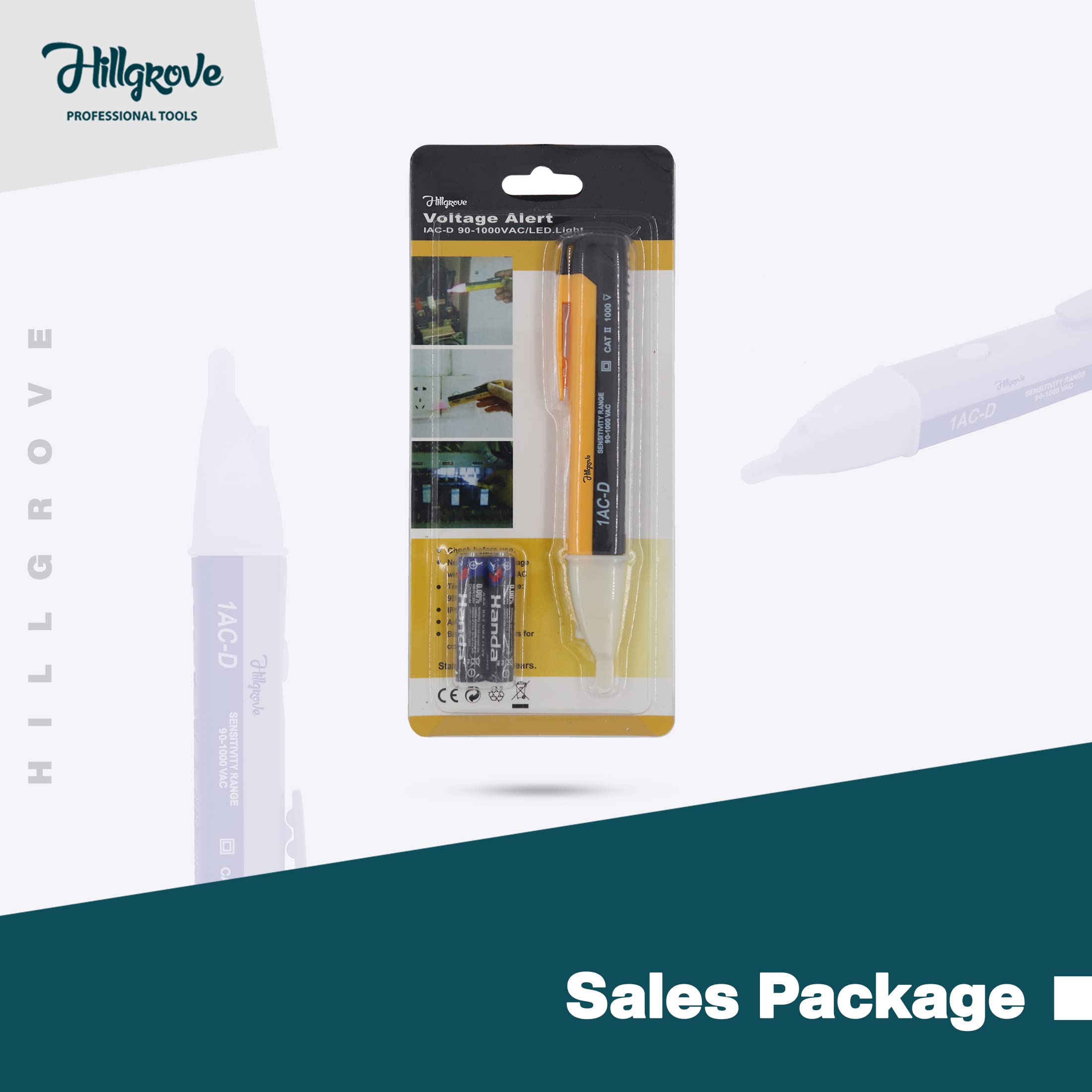 Hillgrove HGCM209M1 Non-Contact Voltage Tester with Built-in Wire Cutter - Detect Live Wires Safely for Home Electrical Repairs & DIY Projects