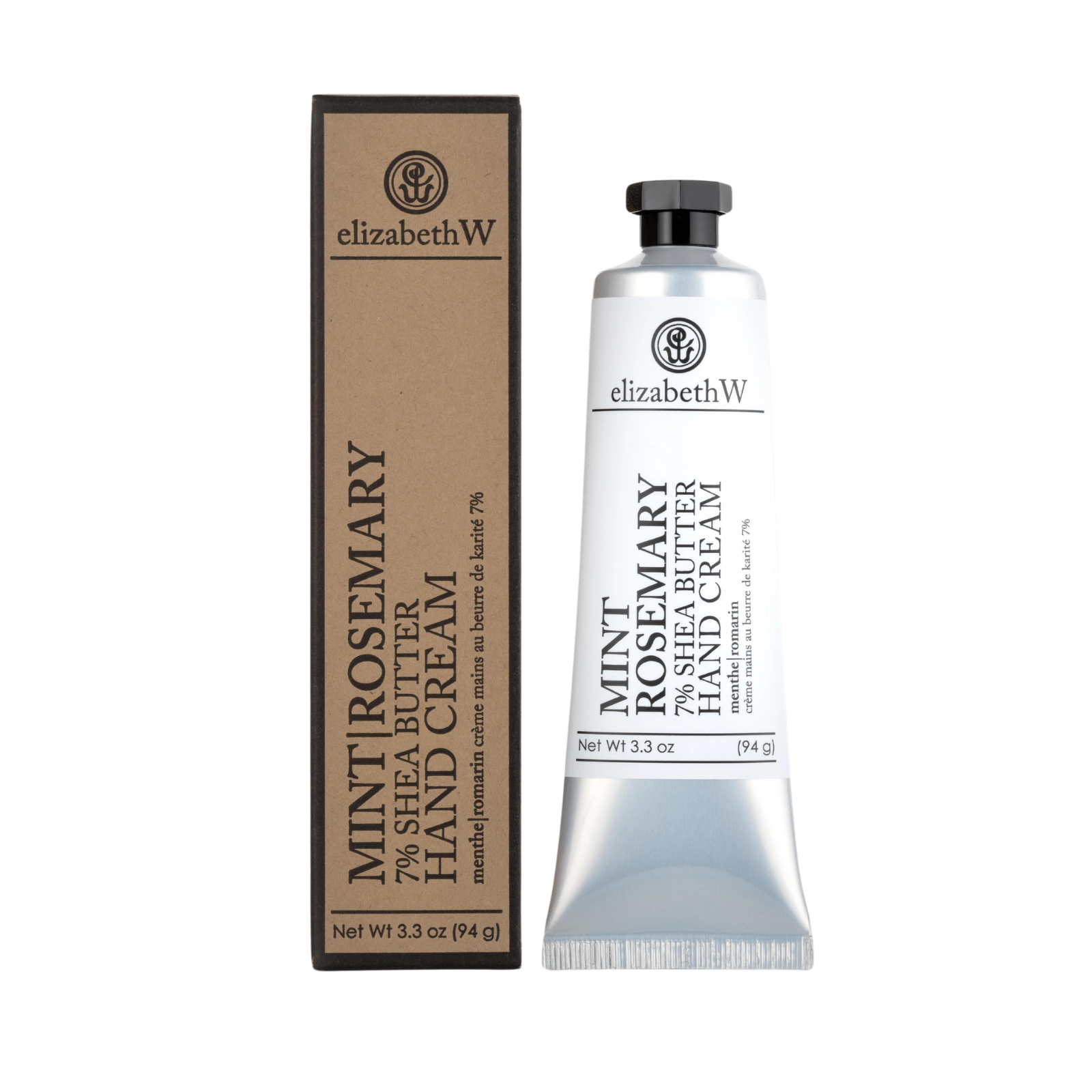 Elizabeth W Mint Rosemary Hand Cream 3.3 oz - Moisturizing & Nourishing for Dry Skin - Perfect for Winter Care, Office Use & Travel