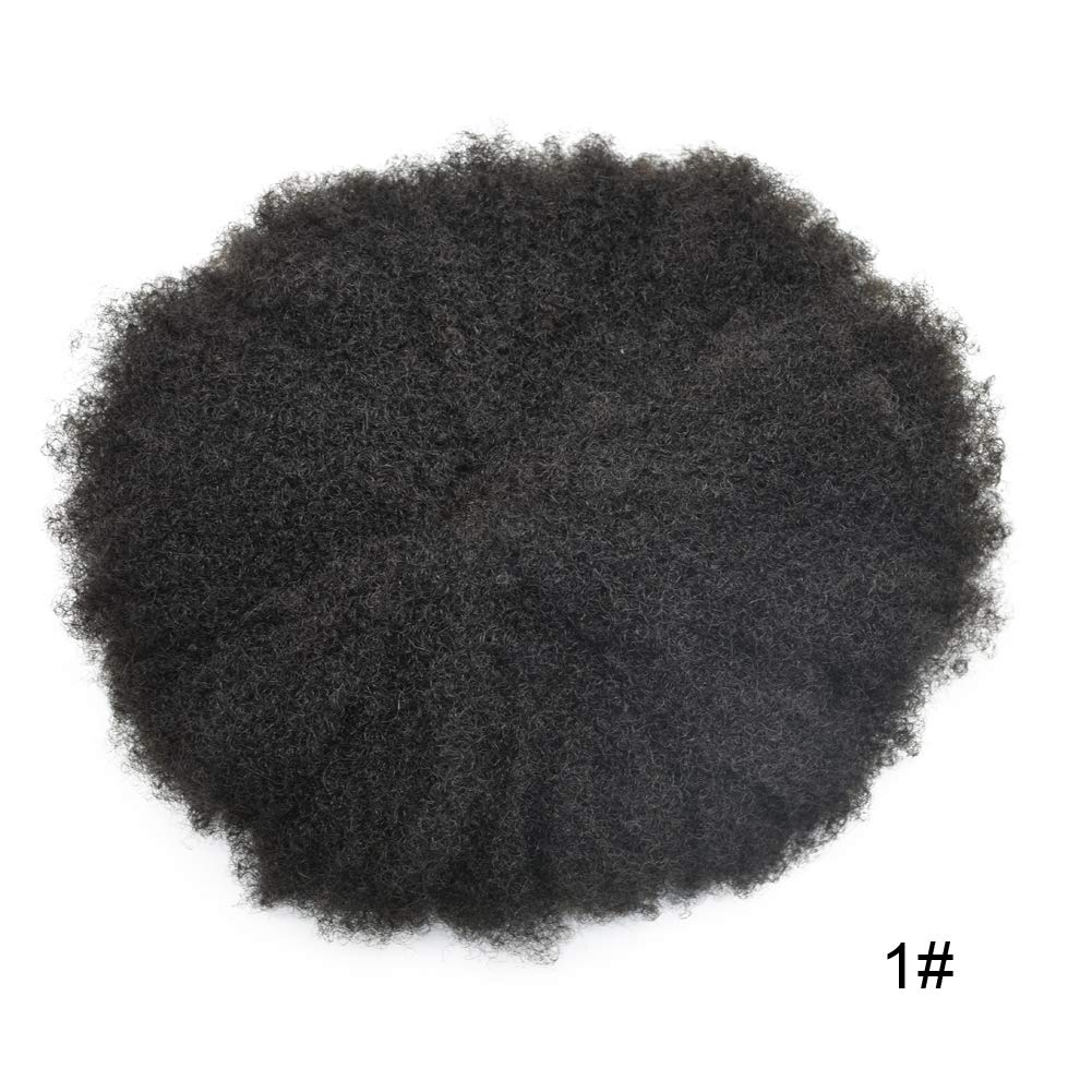 Premium Afro Toupee for Black Men - Real Human Hair Wavy Lace Front Hairpiece (8×10 Inch, Jet Black #1, 4mm Wave) | Natural-Looking Hair Replacement System for African American Men | Perfect for Daily Wear, Special Occasions & Hair Loss Solutions