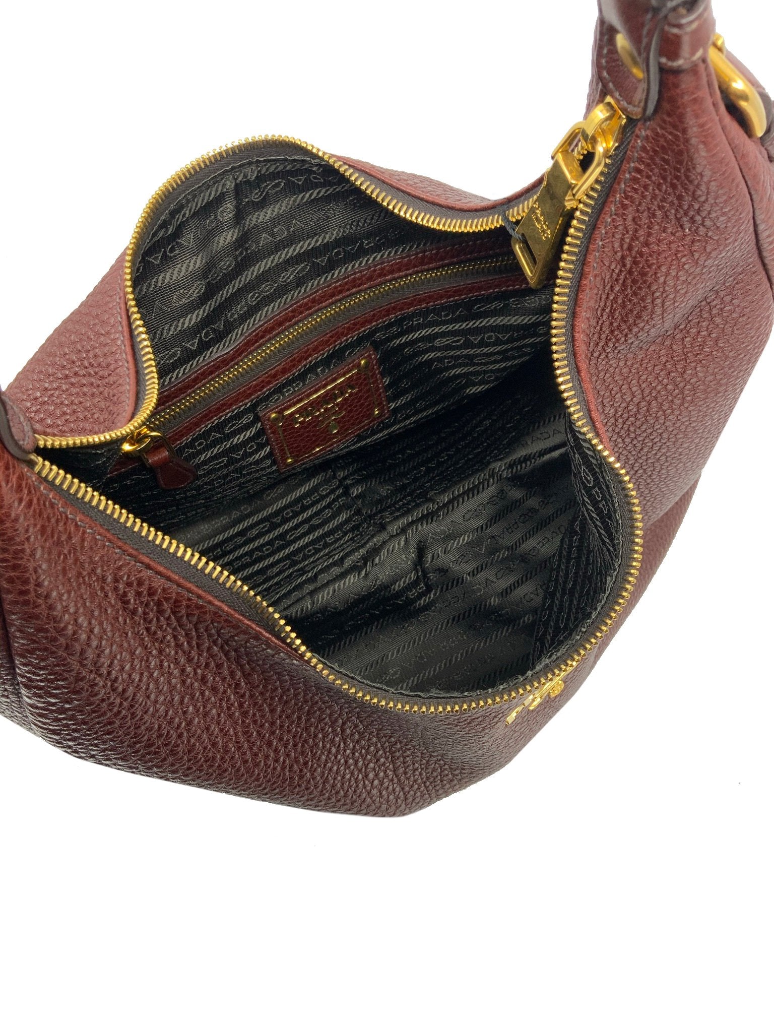 Prada Leather Vitello Daino Hobo Bag for Women | Luxury Designer Handbag | Everyday Crossbody Purse for Work, Travel & Shopping