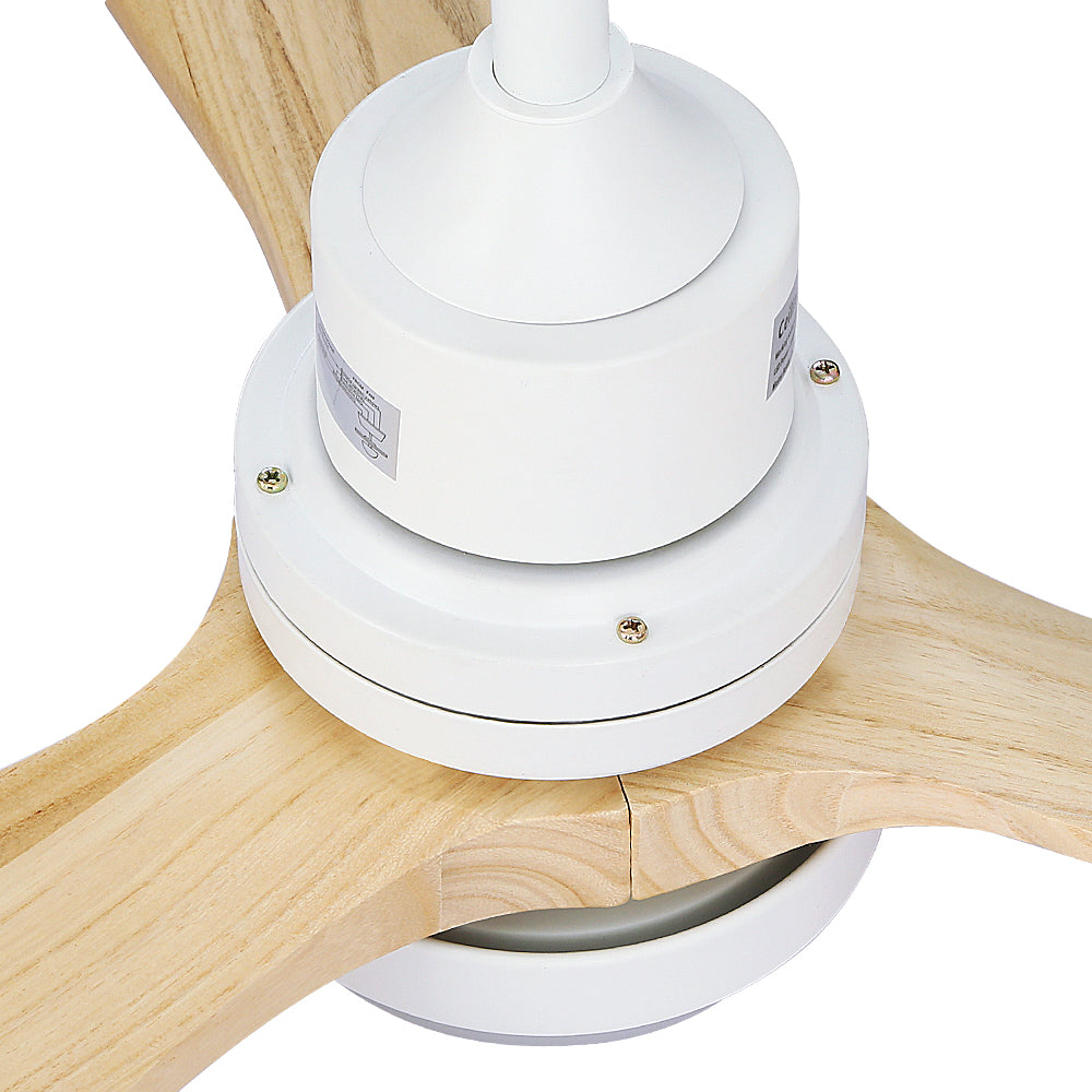Devanti 52 Inch Ceiling Fan with LED Light and Remote Control - AC Motor, Light Wood Finish for Living Room, Bedroom, and Outdoor Patio