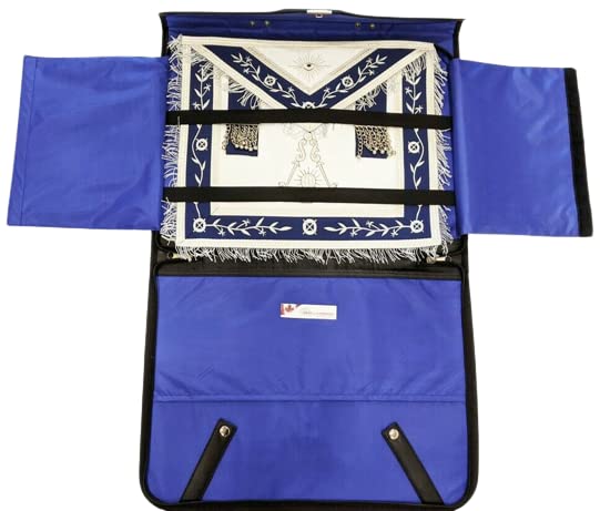 Masonic Past Master Mason Navy Blue Silver Apron with Special Feature Case - Free Size | Perfect for Lodge Ceremonies, Rituals & Masonic Events