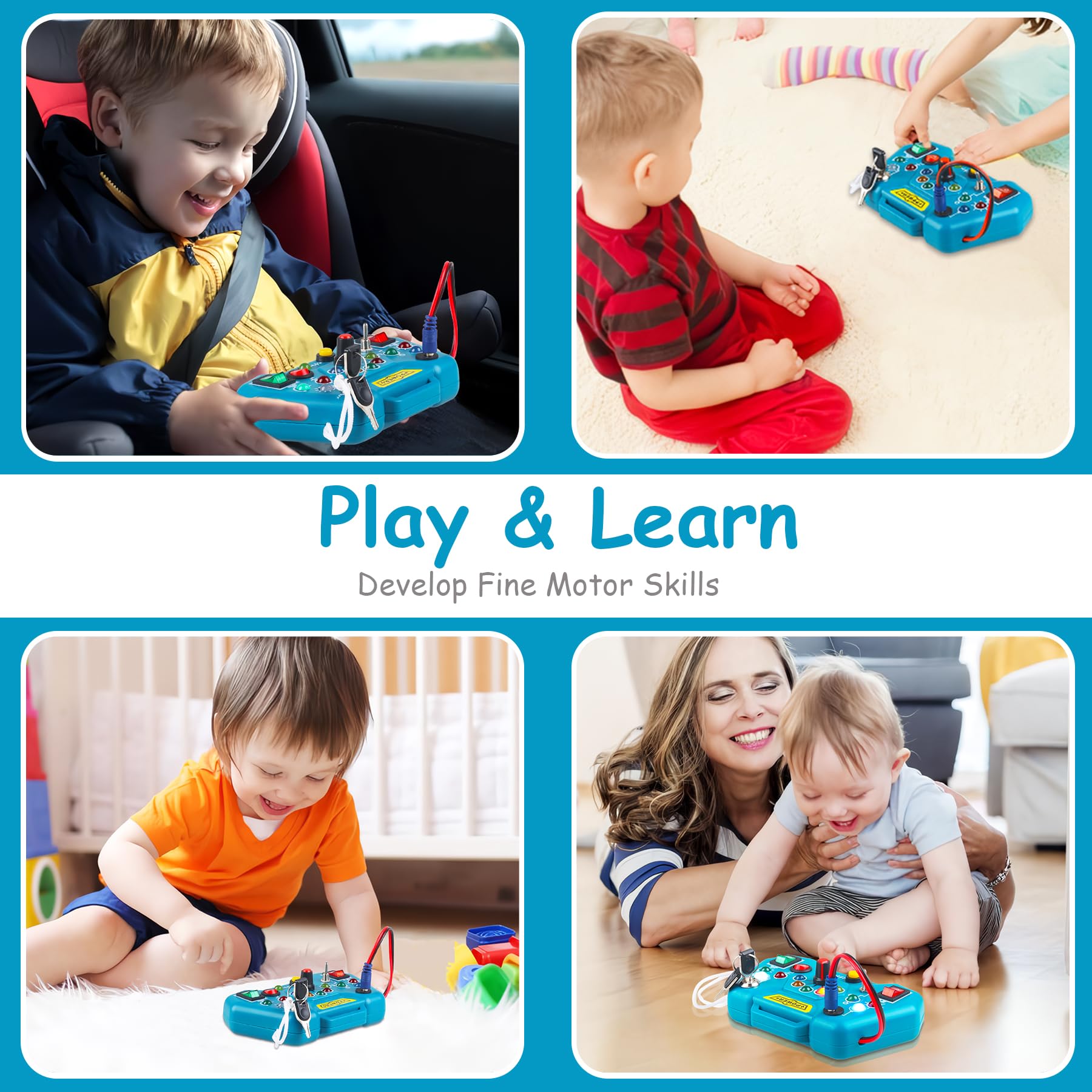 Montessori Busy Board Toys for Toddlers 1-3 Years Old - Sensory Learning Toys for Autism & Early Education - Travel Activity Board for 12-18 Month Baby Boys & Girls - Perfect Birthday Gift & Airplane Car Play Toy