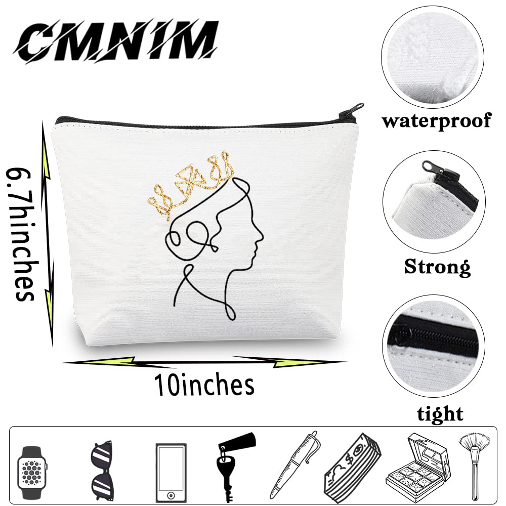 Queen Elizabeth II Makeup Bag - Elegant Crown Zipper Pouch for Women, Queen of England Tribute Gift, Perfect for Travel & Cosmetic Storage (Queen E Silhouette Design)