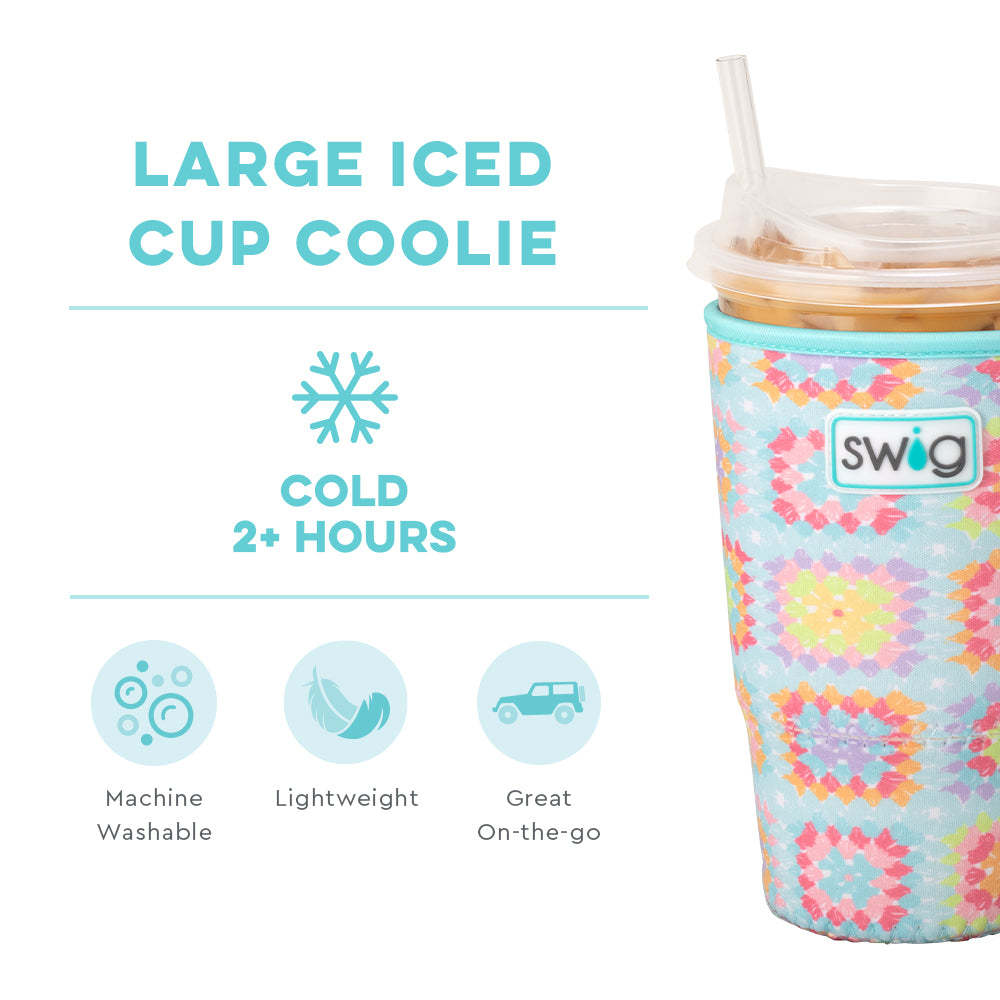 Large Granny Square Cup Cozy - Insulated Coffee Mug Sleeve for Hot & Cold Drinks - Perfect for Iced Coffee, Tea, and Smoothies at Home or Office