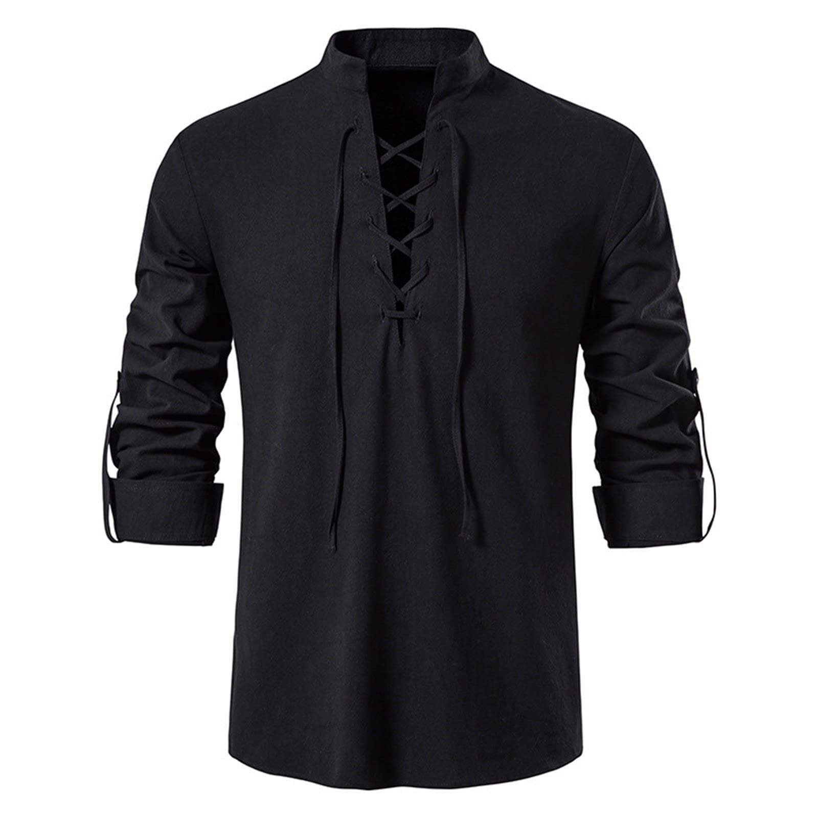 Premium Men's Dress Shirts - Solid Color Stand Collar Long Sleeve Loose Fit Elegant Blouse Top | Formal Office Wear & Business Casual Outfits