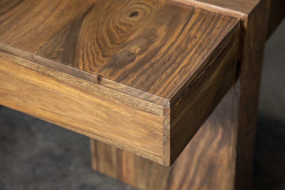 Natural Sheesham Wood Square Coffee Table - Handcrafted Coaster Furniture for Living Room, Home Decor & Modern Interior Design (724138)