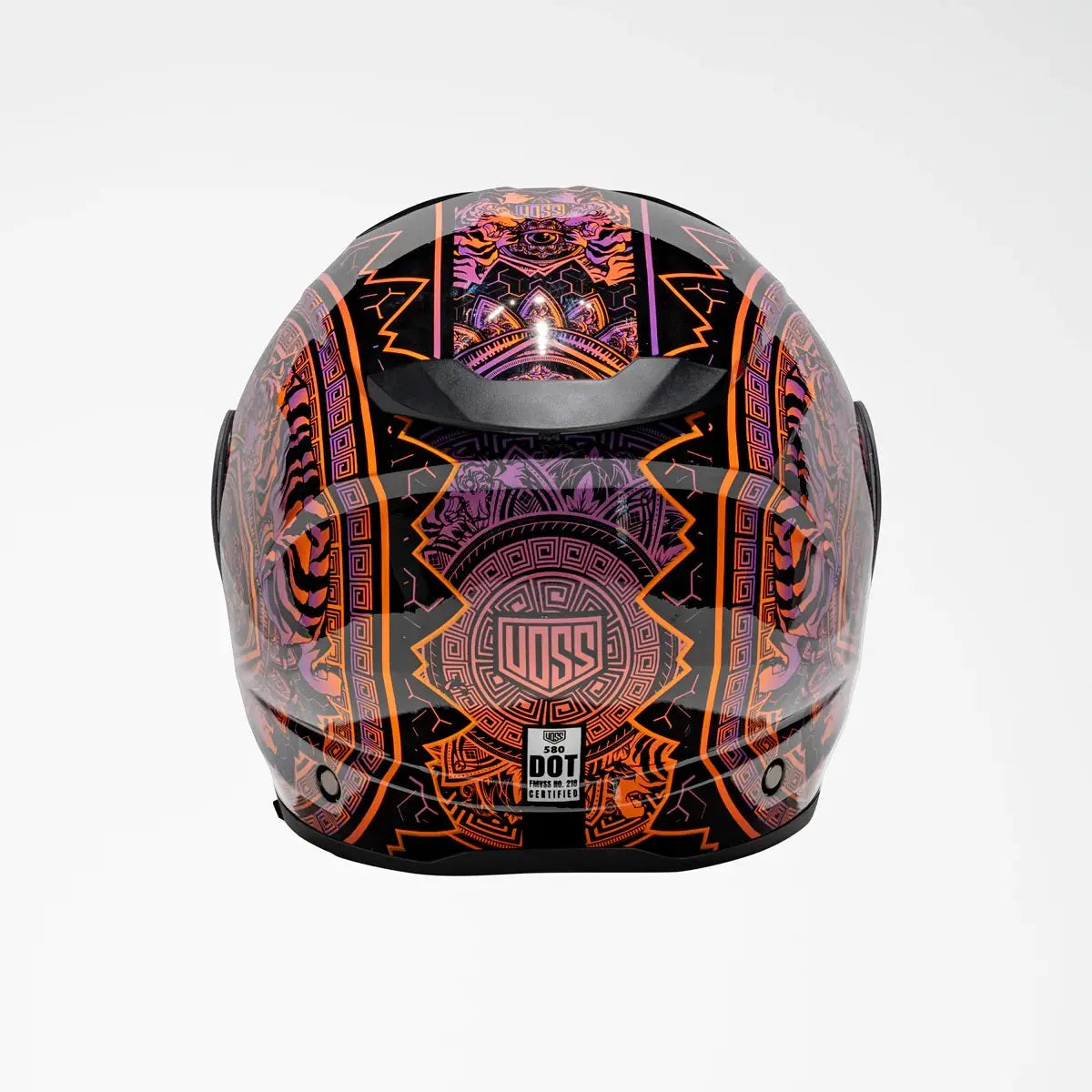Voss 580 Conquest Gloss Neon Mandala Full Face Motorcycle Helmet - DOT Approved for Men & Women - High Visibility Design for Safe Riding - Perfect for Street Bikes, Cruisers & Commuting