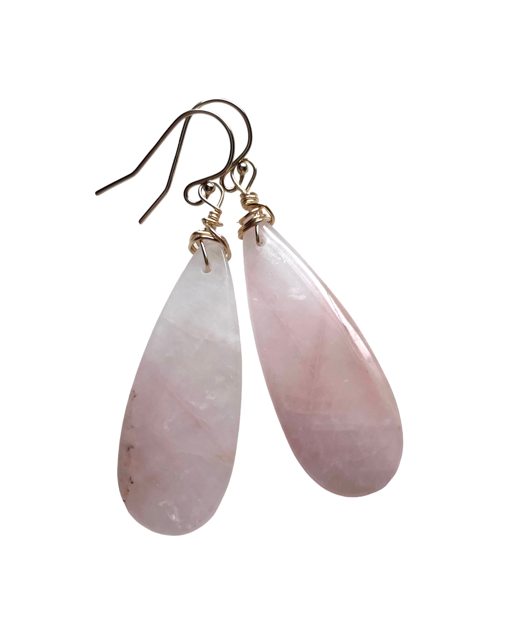 Rose Quartz Dangle Earrings - 14K Gold Filled Hoop Earrings for Women | Elegant Boho Jewelry for Everyday Wear & Special Occasions