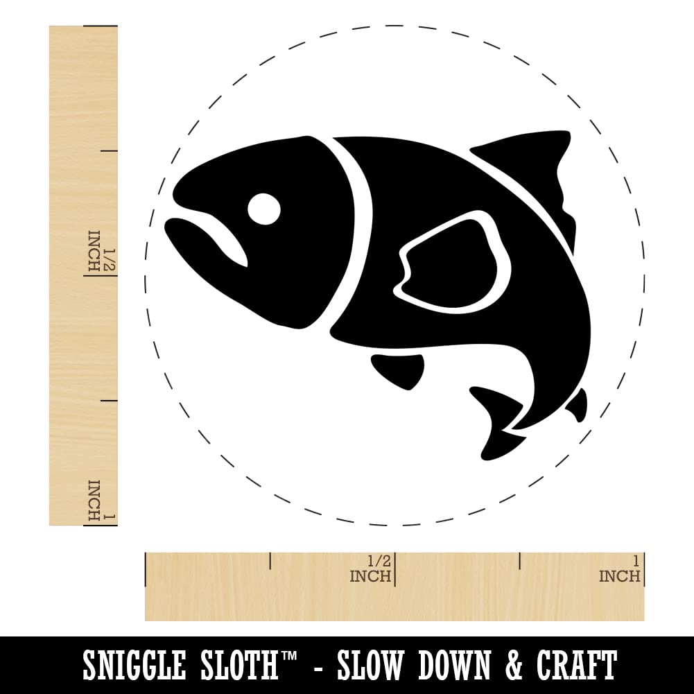 1 Inch Medium Salmon Fish Self-Inking Rubber Stamp with Blue Ink for Crafting, Scrapbooking & Planner Decoration - Perfect for DIY Projects, Journals & Stationery