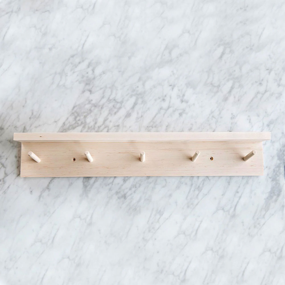 Maple Peg Rail With Shelf - Rustic Wooden Coat Hook & Storage Organizer for Entryway, Bathroom, or Bedroom - Perfect for Hanging Coats, Hats, Towels & Decor