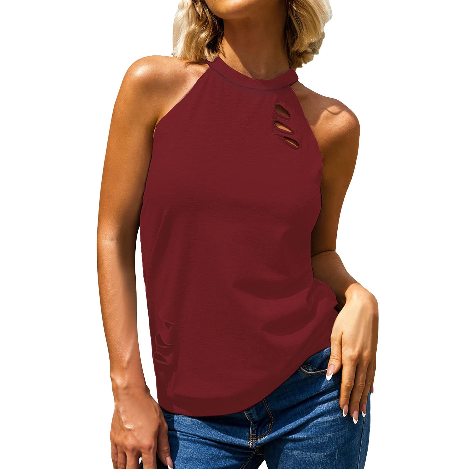 Women's Halter Neck Tank Tops - Loose Sleeveless Casual Shirts for Summer, Running & Rocker Style | Perfect for Outdoor Activities, Gym Workouts & Music Festivals