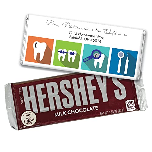 36 Count Personalized Chocolate Candy Bars - Custom Dental Promotional Giveaways for Offices, Events & Patient Appreciation Gifts