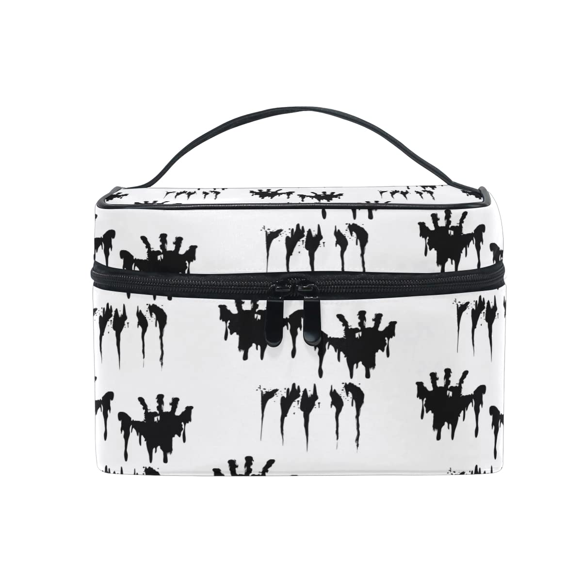 Gothic Black Skull Travel Cosmetic Bag - Large Makeup Organizer with Zipper, Portable Toiletry Storage Case for Women & Girls | Perfect for Travel, Gym, and Daily Makeup Organization
