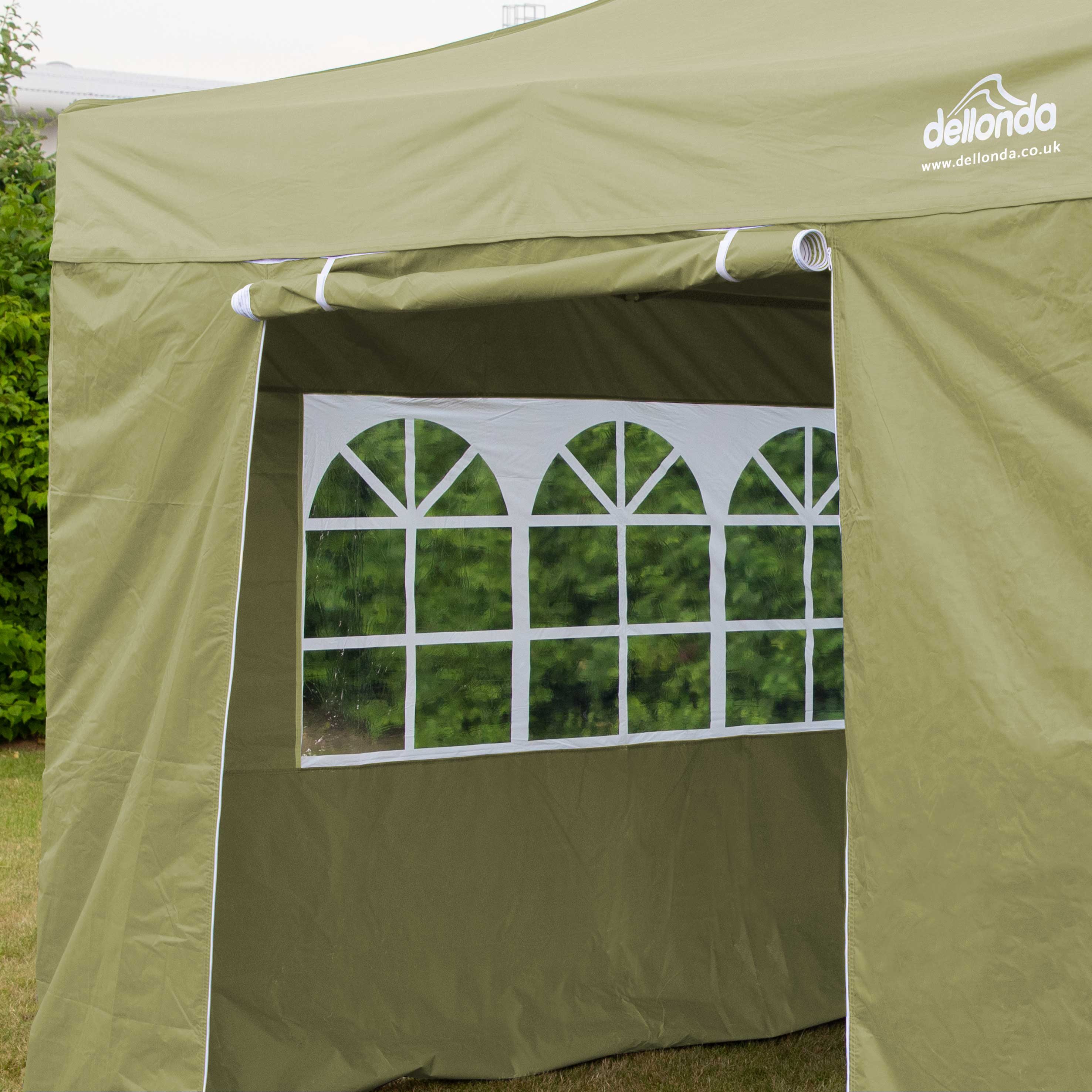 Premium 2x2m Pop Up Gazebo with Waterproof Side Walls - Portable Canopy Tent with Carry Bag, Stakes & Weight Bags - Beige Color DG160 - Perfect for Camping, Beach, Backyard & Outdoor Events