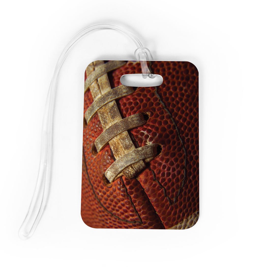 Custom Football Luggage Tag - Personalized Sports Travel Bag Tag with Football Graphic & ID Info - Perfect for Suitcases, Backpacks & Gym Bags