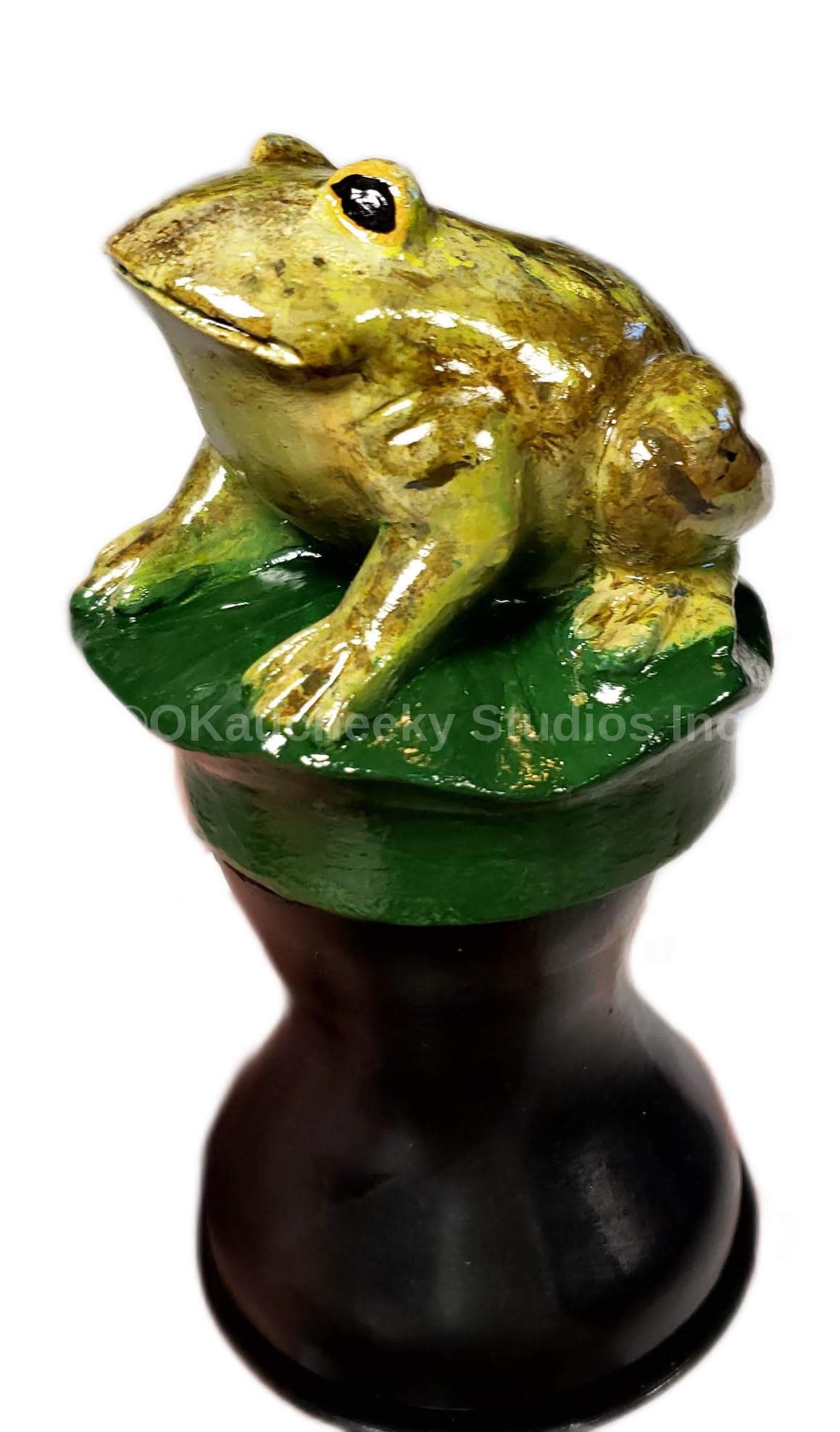 Heavy Duty Decorative Steel Rolling Hose Guide - Hand Painted in USA, Frog Forest Green - Perfect for Garden, Yard & Outdoor Watering Systems