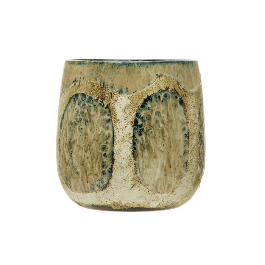 Handmade Stoneware Reactive Glaze Planter Pot - Ceramic Flower Pot for Indoor Plants, Succulents & Home Decor | Perfect for Living Room, Office & Garden Decorations