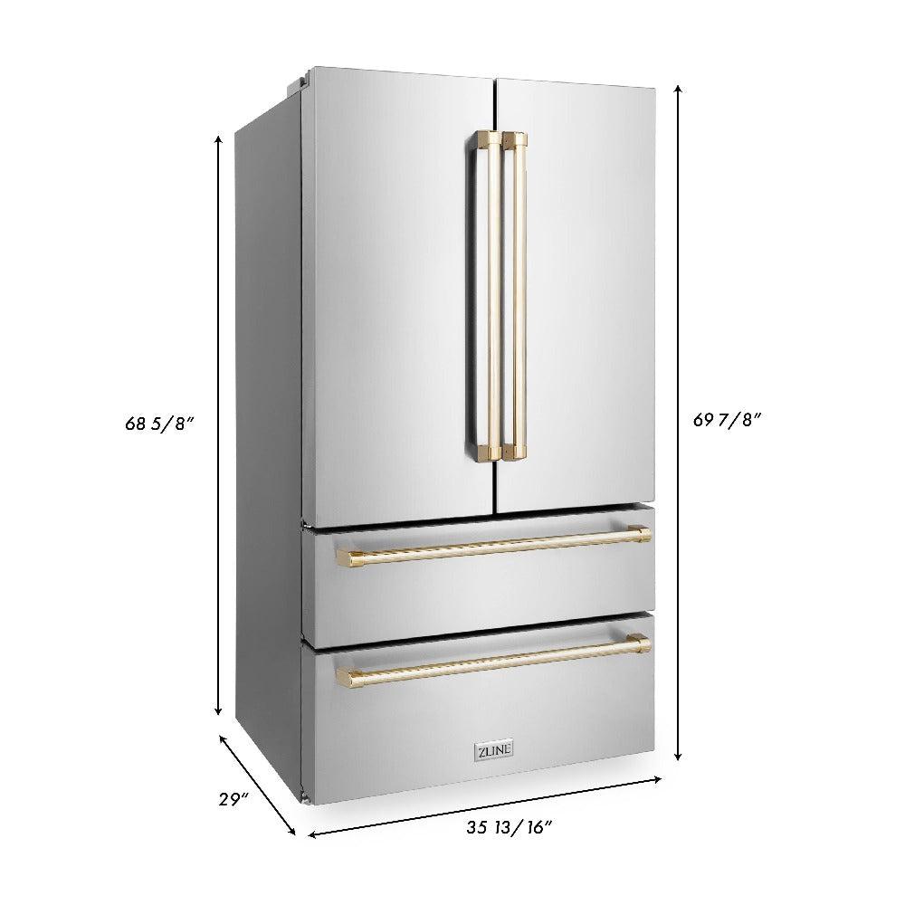 ZLINE Autograph Edition 48-inch Stainless Steel Kitchen Package - Dual Fuel Range, Range Hood, Dishwasher & Refrigerator with Polished Gold Accents (4KAPR RARHDWM48 G) | Luxury Kitchen Appliances for Modern Homes & Professional Chefs