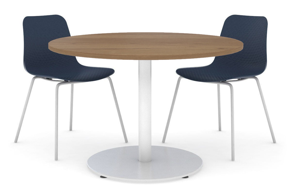 Sapphire Disc Base Cafe Table - 31.5 Inch Round Glass Top Outdoor Bistro Table for Patio, Garden, and Restaurant Use
