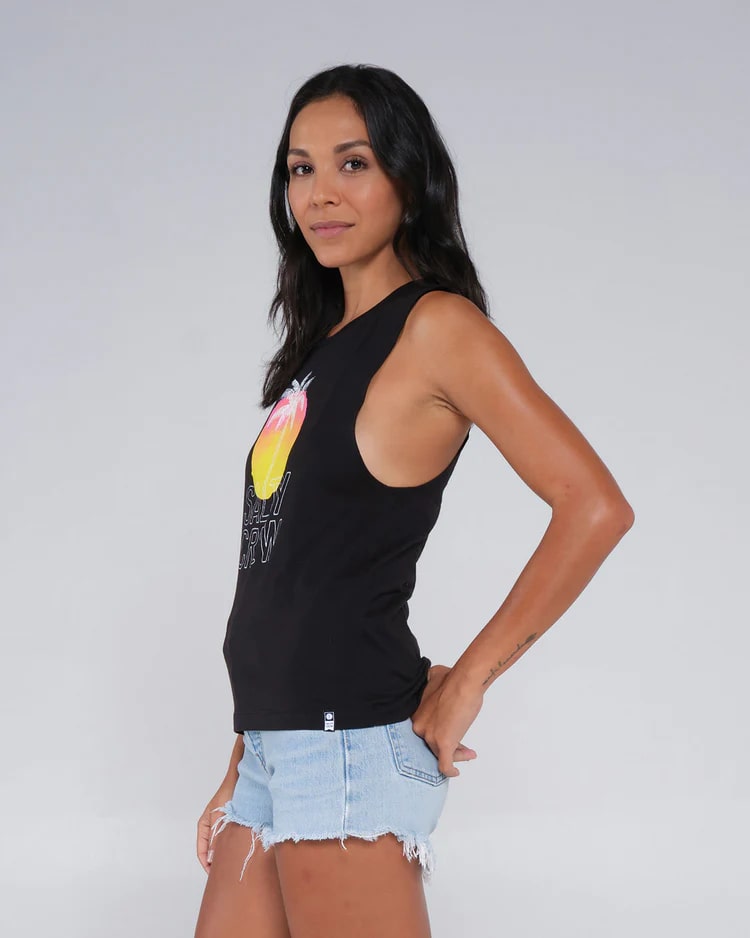Salty Crew Summer Vibes Women's Muscle Tank Top - Breathable Workout & Beachwear for Yoga, Running & Casual Outfits