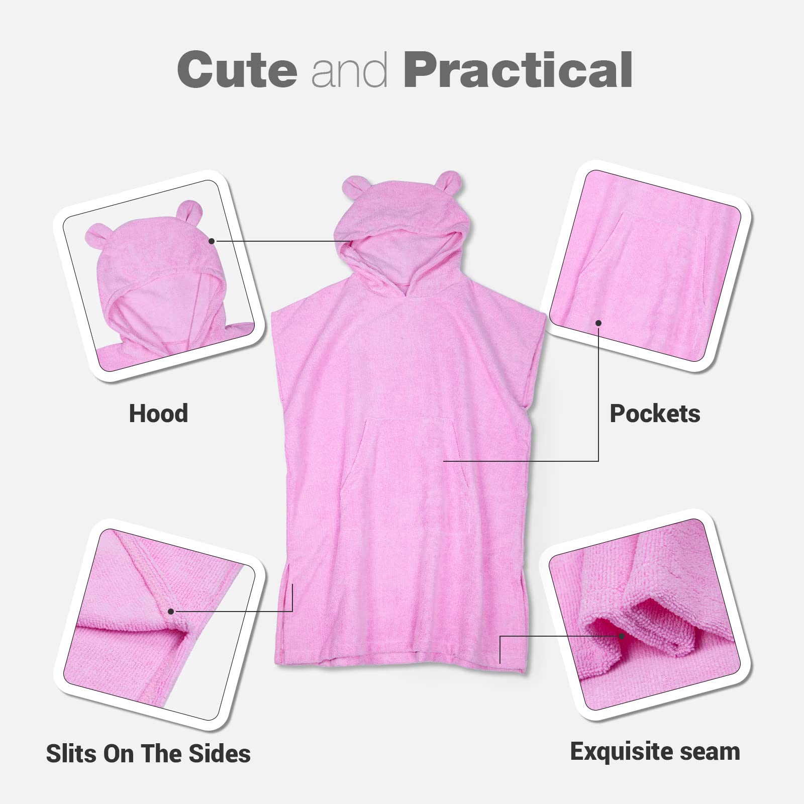 Kids Hooded Towel Poncho - Soft Microfiber Beach & Swim Changing Robe for Boys & Girls - Perfect for Pool, Beach, Surfing and After Bath Wrap