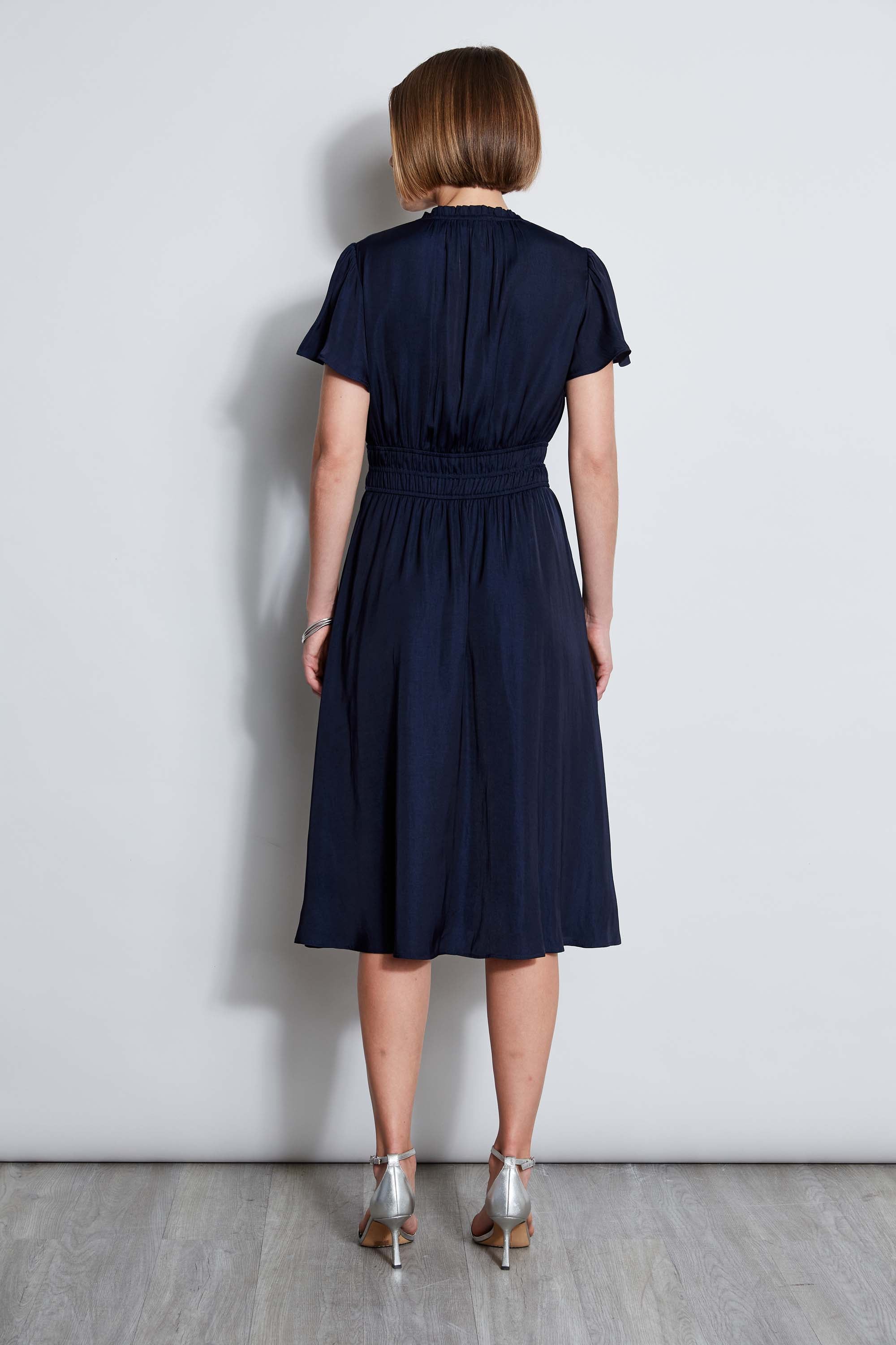 T Tahari Flutter Sleeve Midi Dress for Women - Elegant Floral Print Summer Dress for Office, Wedding & Special Occasions