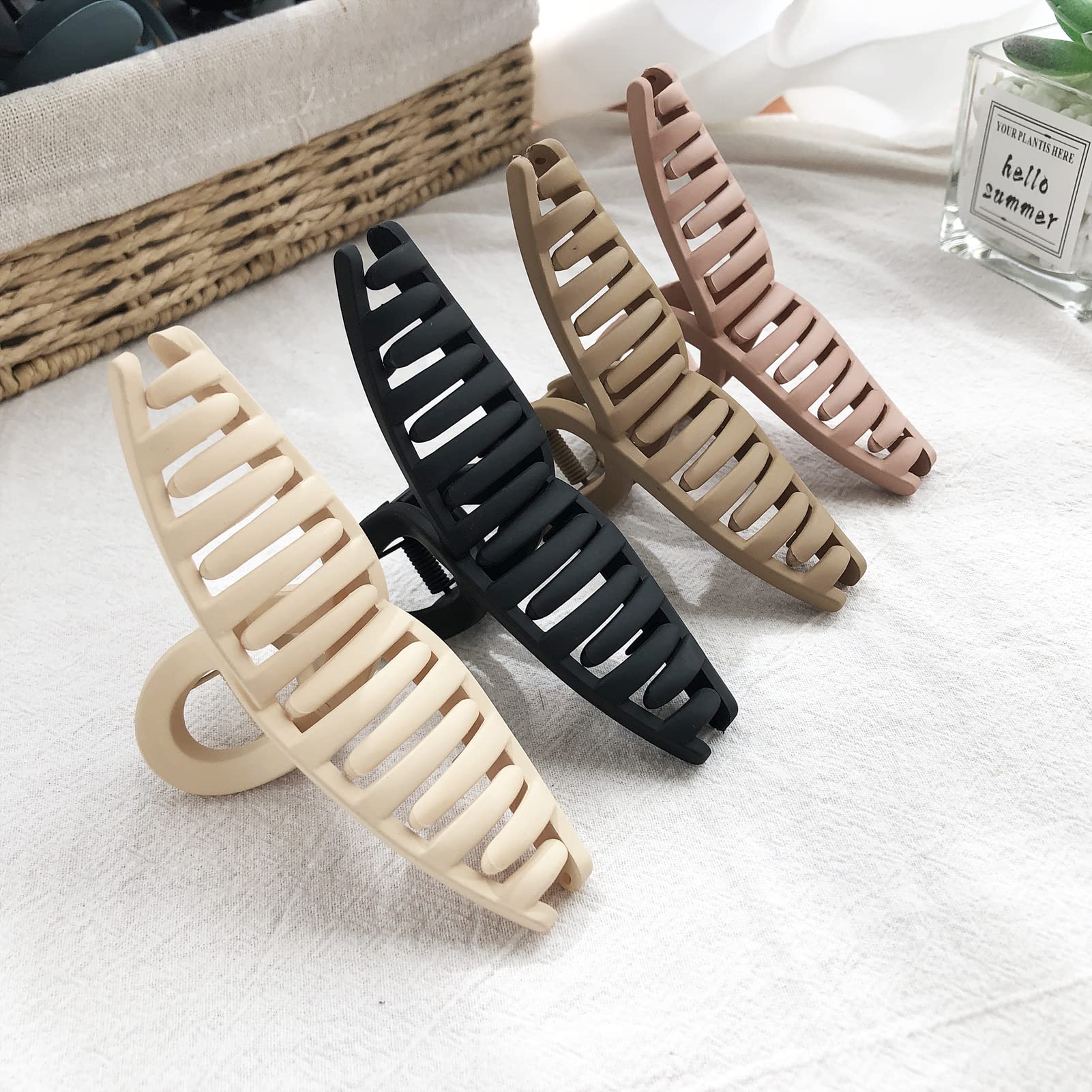 Nalodu Large 4.3 Inch Hair Claw Clips - Non-Slip Matte & Glossy Butterfly Clips for Women & Girls (5 Pack) | Perfect for Thin, Fine or Thick Hair | Great for Workouts, Office, School & Everyday Styling