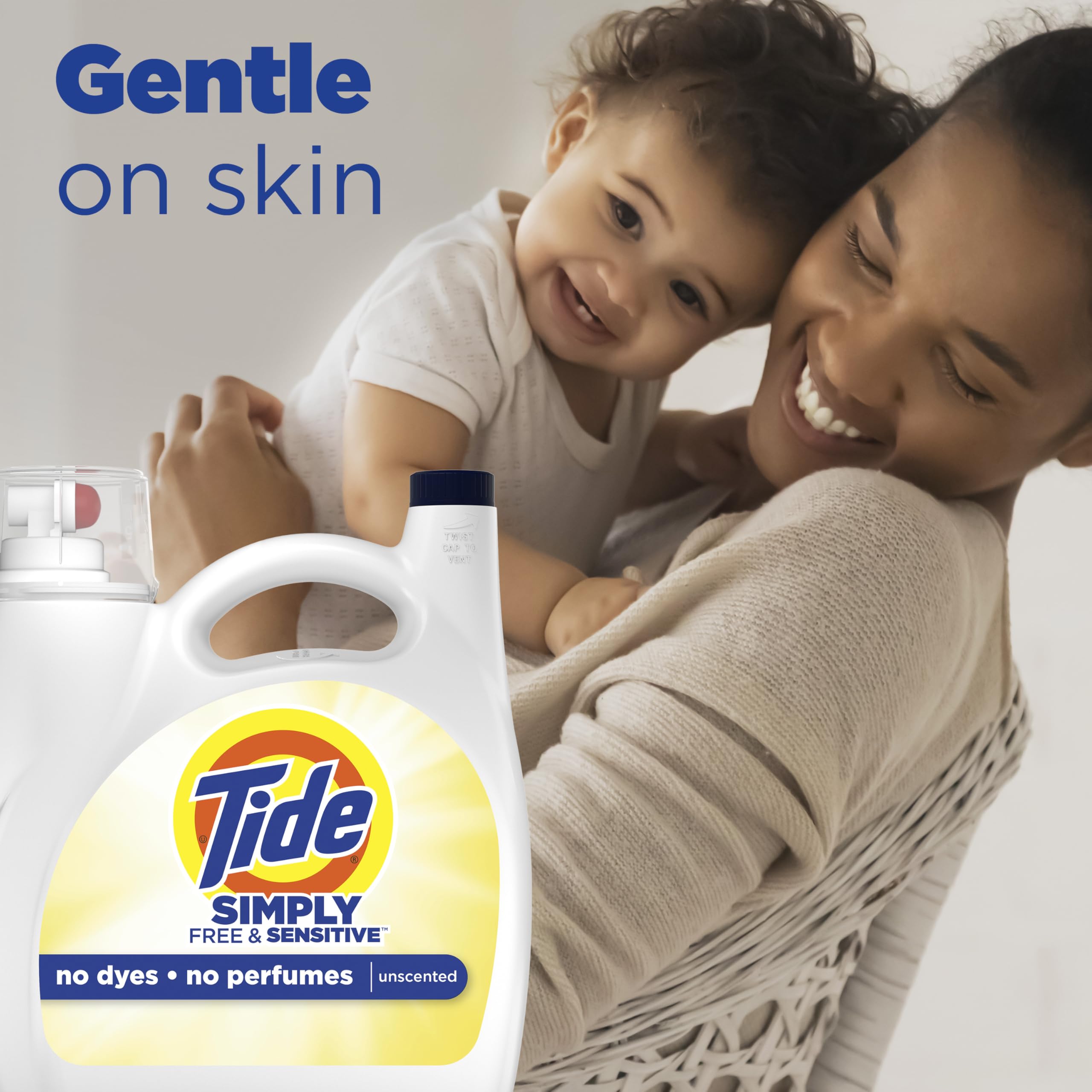 Tide Simply Free & Sensitive Liquid Laundry Detergent - 89 Loads, 117 oz - Hypoallergenic & Dye-Free for Sensitive Skin - Perfect for Babies, Kids & Allergy-Prone Families - Gentle Yet Effective Cleaning for Everyday Laundry