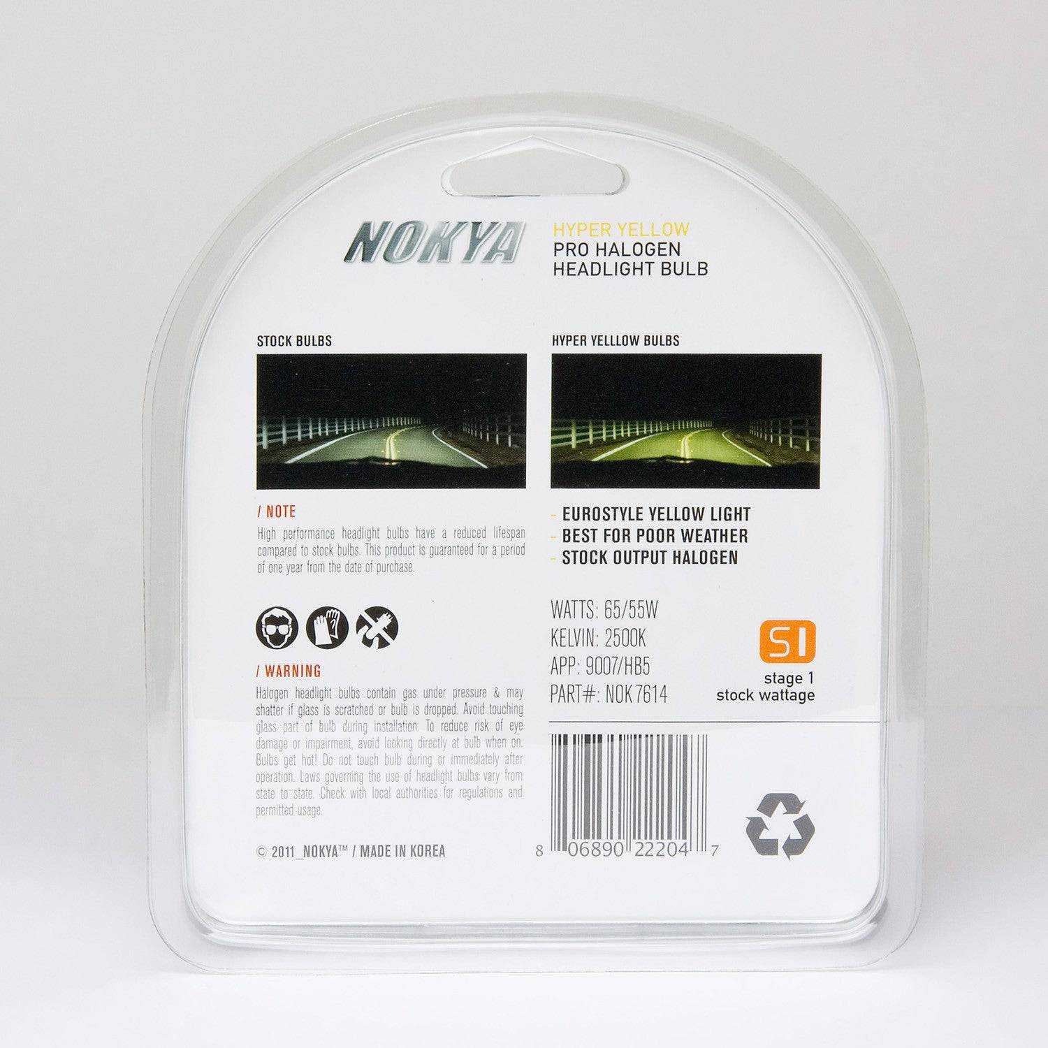 Nokya Hyper Yellow 9007/HB5 Bulbs 2500K 65/55W - Premium Halogen Headlight Bulbs for Enhanced Night Visibility - Perfect for Foggy Conditions & Off-Road Driving