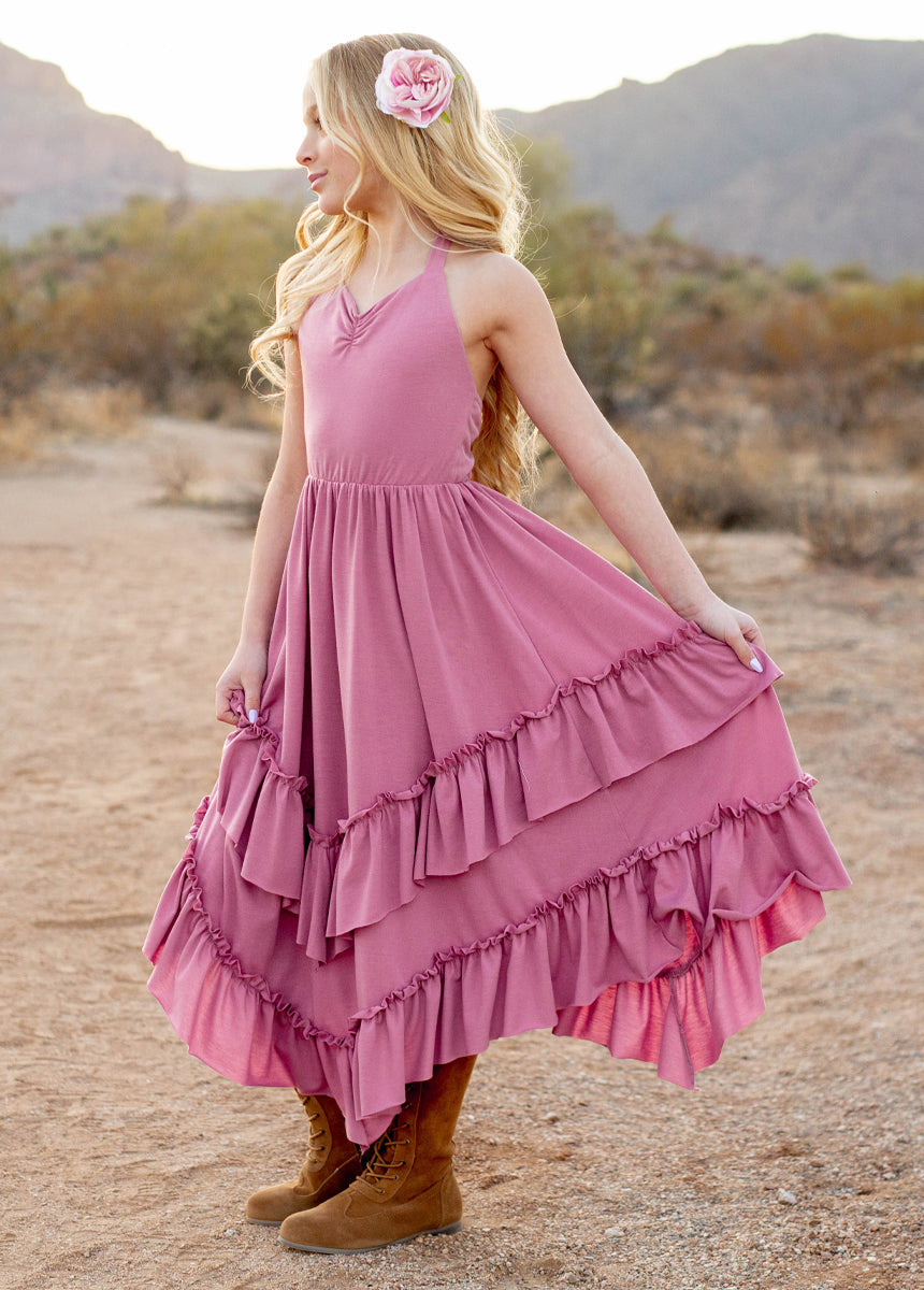 Jenny Dress in Mauve - Elegant Flowy Midi Dress for Women | Perfect for Weddings, Parties & Special Occasions