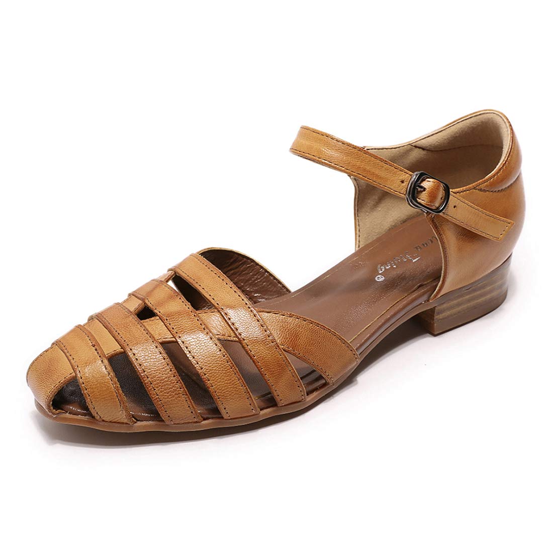 Women's Leather Tatiana Dress Sandals - Closed Toe Strappy Flats with Low Heels - Summer Casual Shoes for Women - Perfect for Weddings, Parties & Office Wear