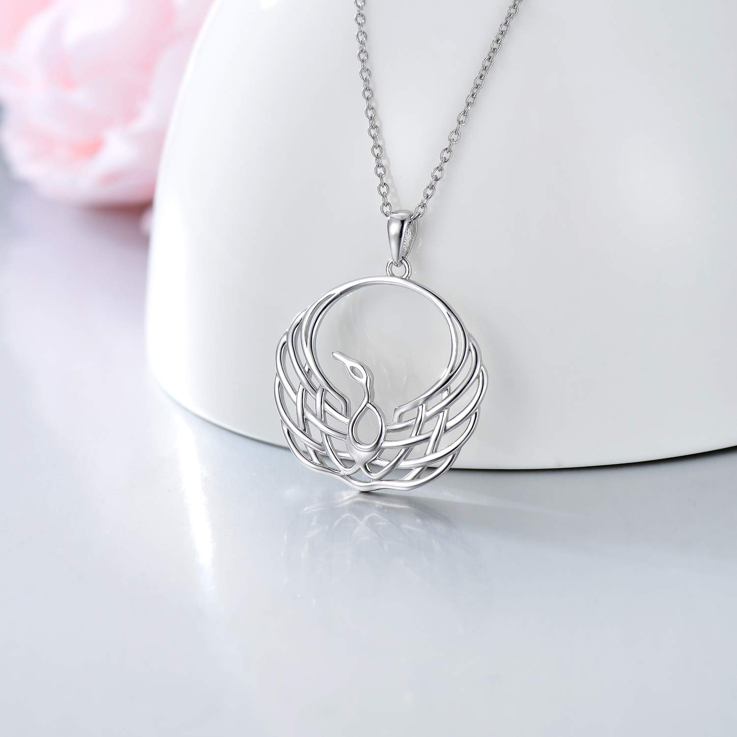 SIMONLY 925 Sterling Silver Hummingbird/Phoenix Pendant Necklace - Elegant Valentine's Day & Birthday Gift for Women & Girls | Perfect for Romantic Dates, Anniversaries & Special Occasions