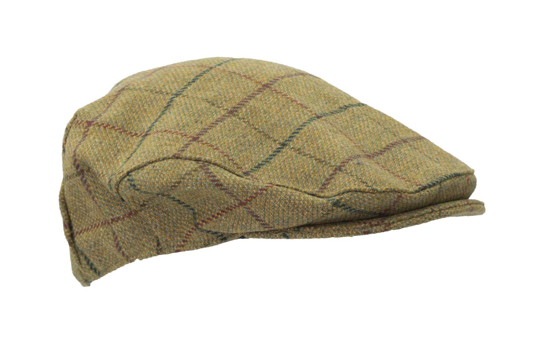 Walker & Hawkes Unisex Derby Tweed Flat Cap - Classic Hunting & Shooting Hat for Men & Women - Beige Countrywear Cap for Outdoor Activities, Country Walks & Casual Wear